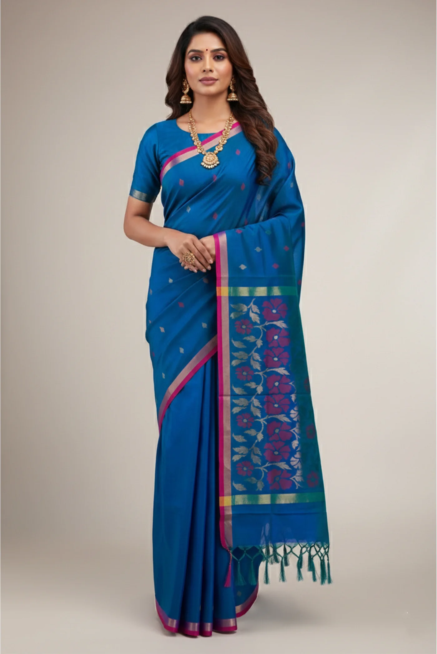 Peacock Blue Dual Tone Uppada Silk Saree