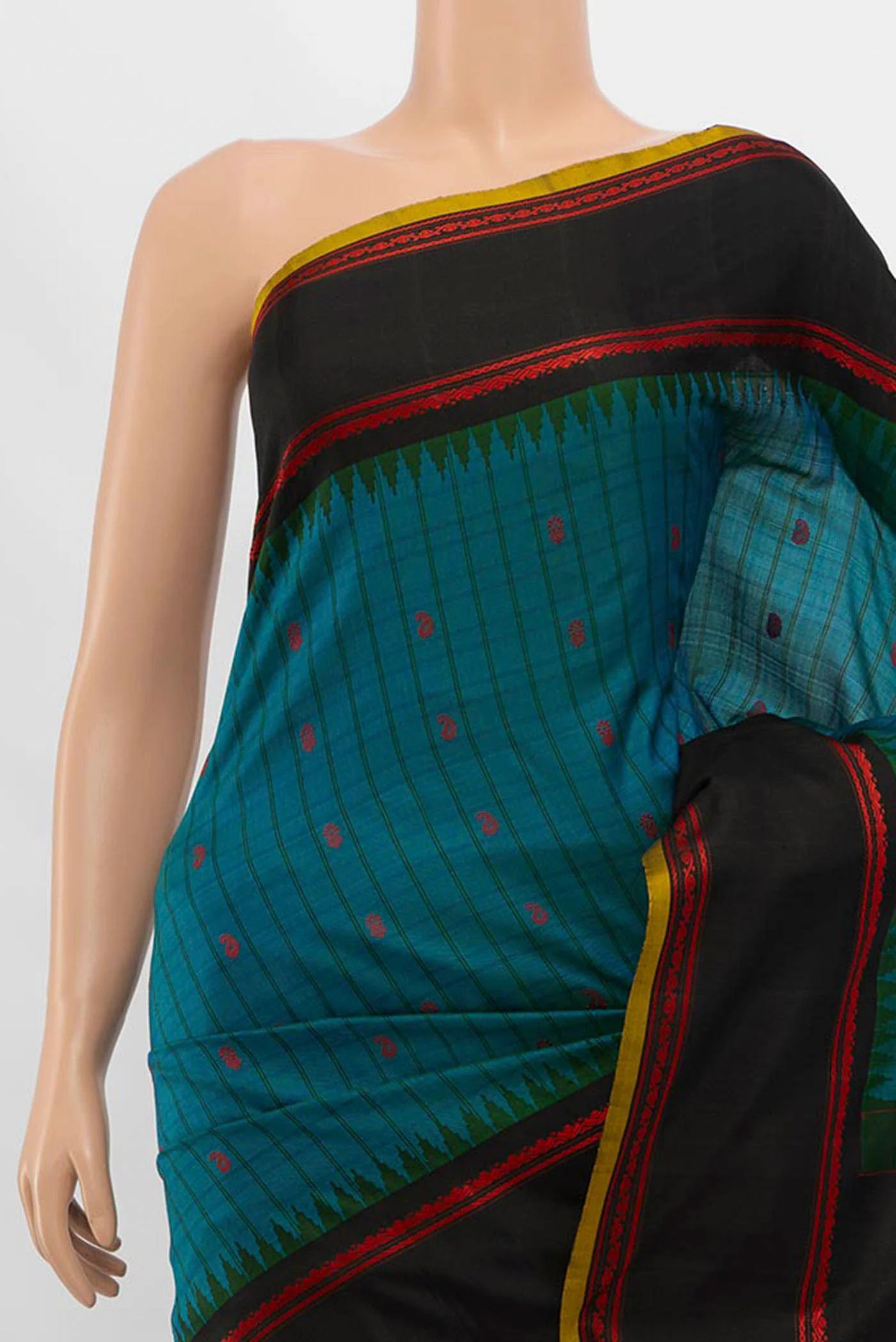Blue Gadwal Silk Saree - Image 2