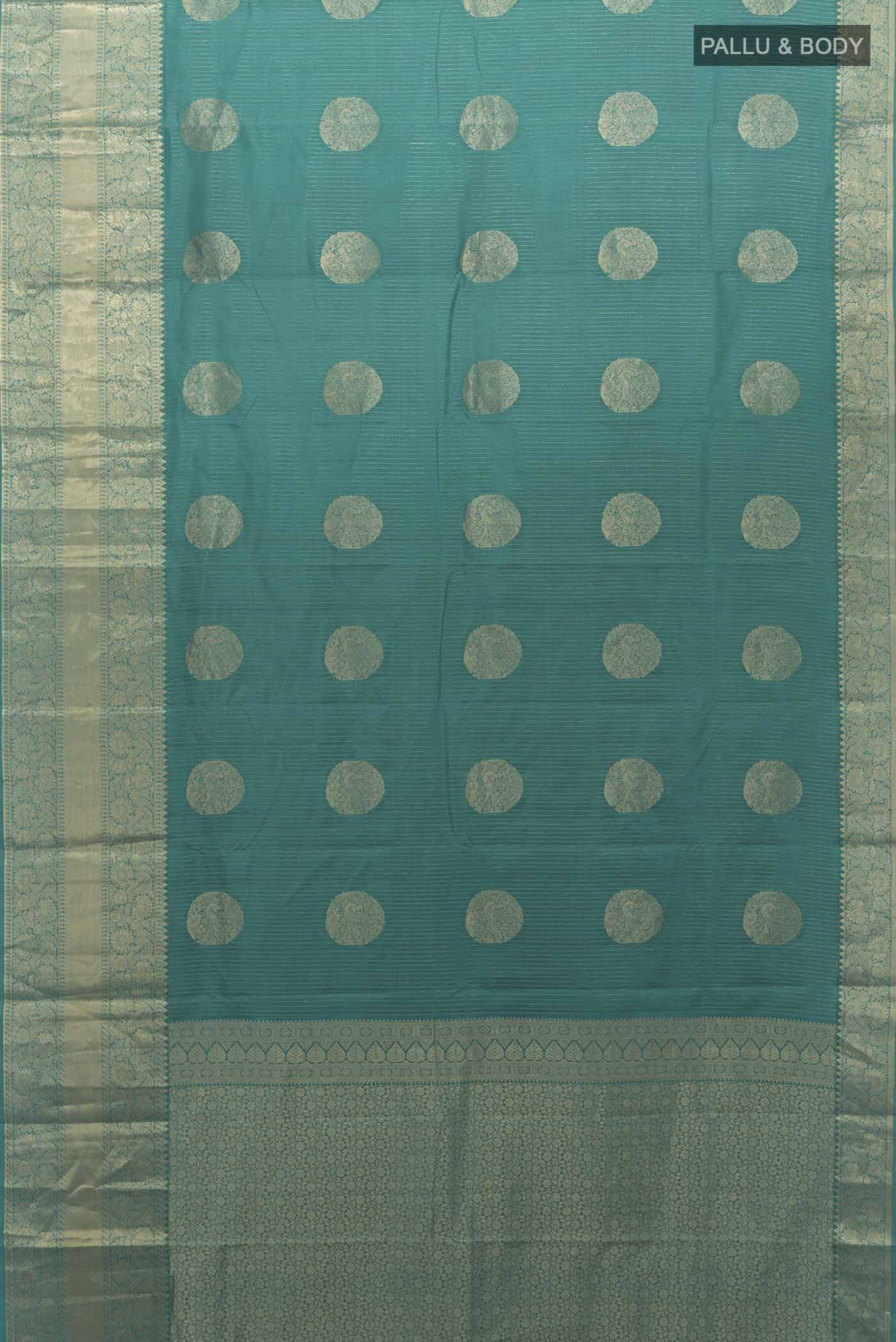 Peacock Blue Kanchipuram Silk Saree - Image 5