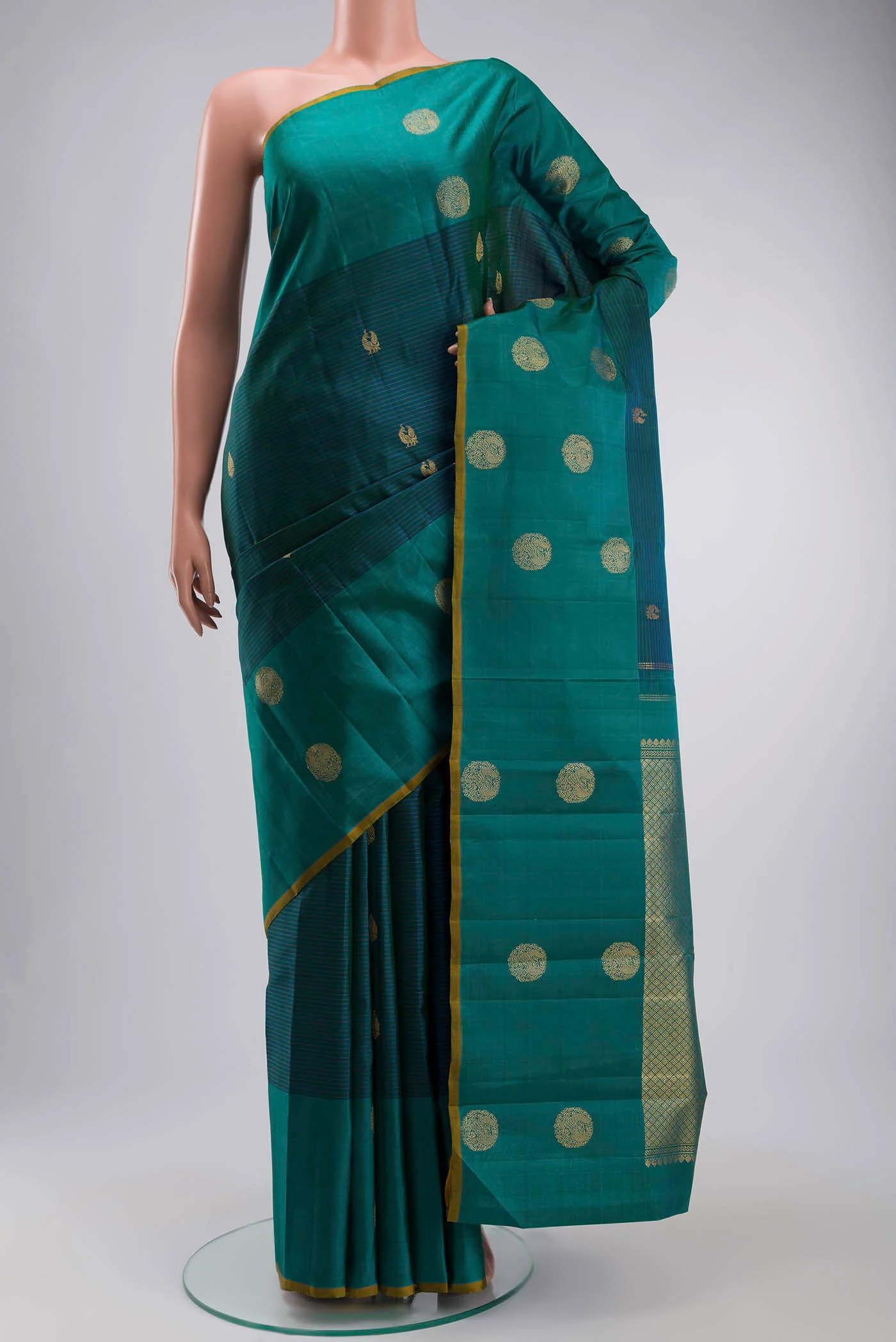 Peacock Blue Kanjivaram Silk Saree