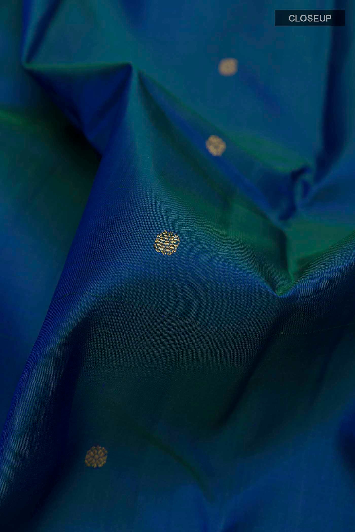 Peacock Blue Kanjivaram Silk Saree - Image 2