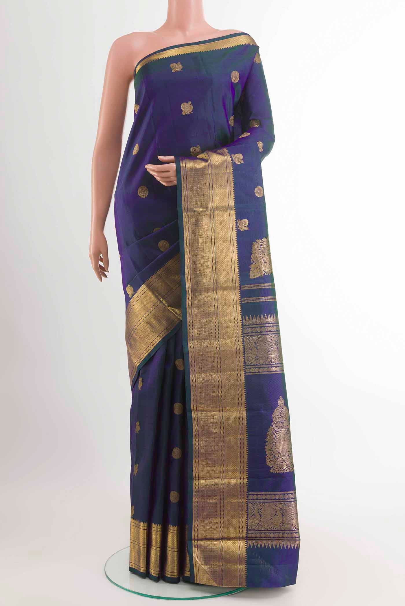 Peacock Blue Kanjivaram Silk Saree