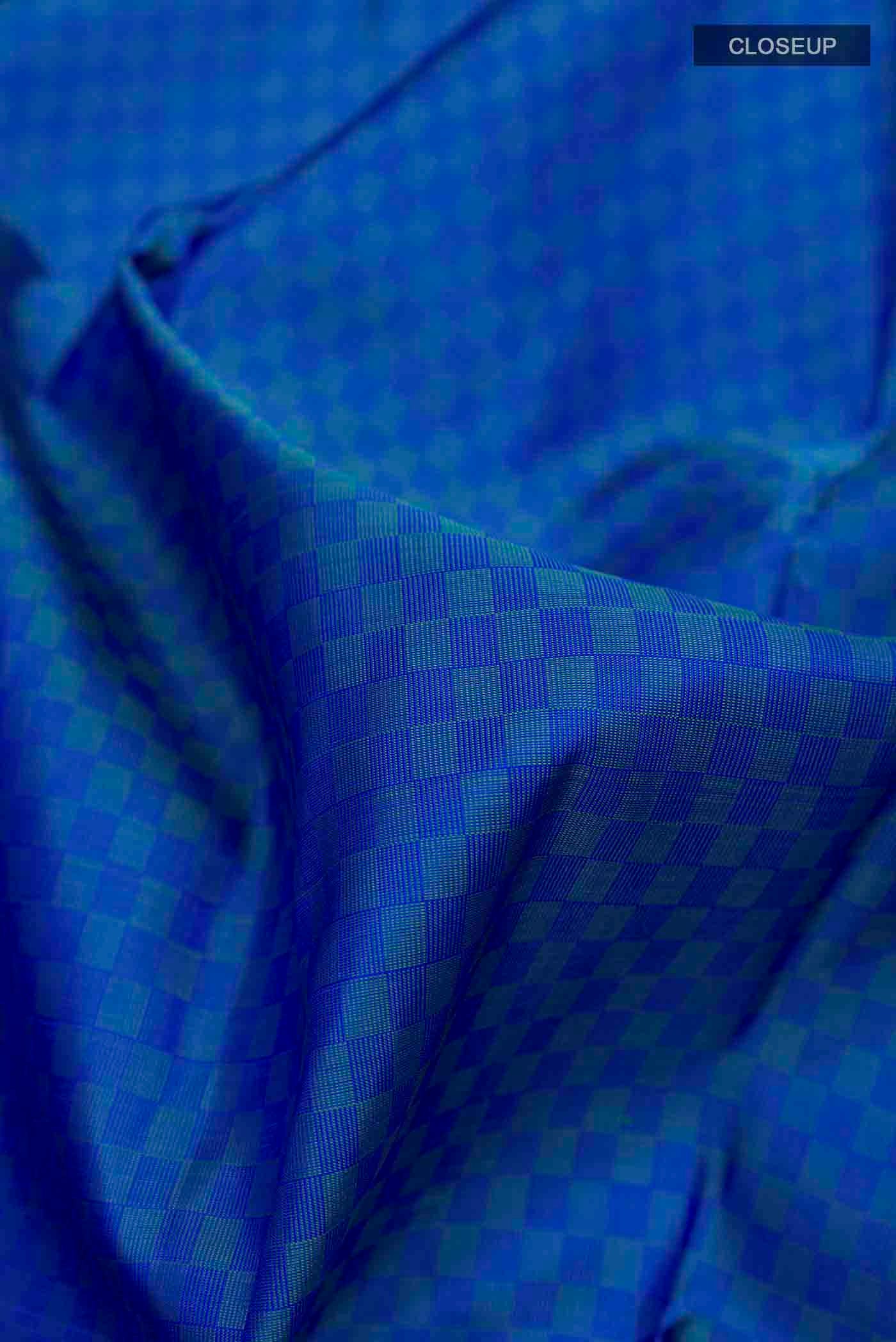 Peacock Blue Kanchipuram Silk Saree - Image 2