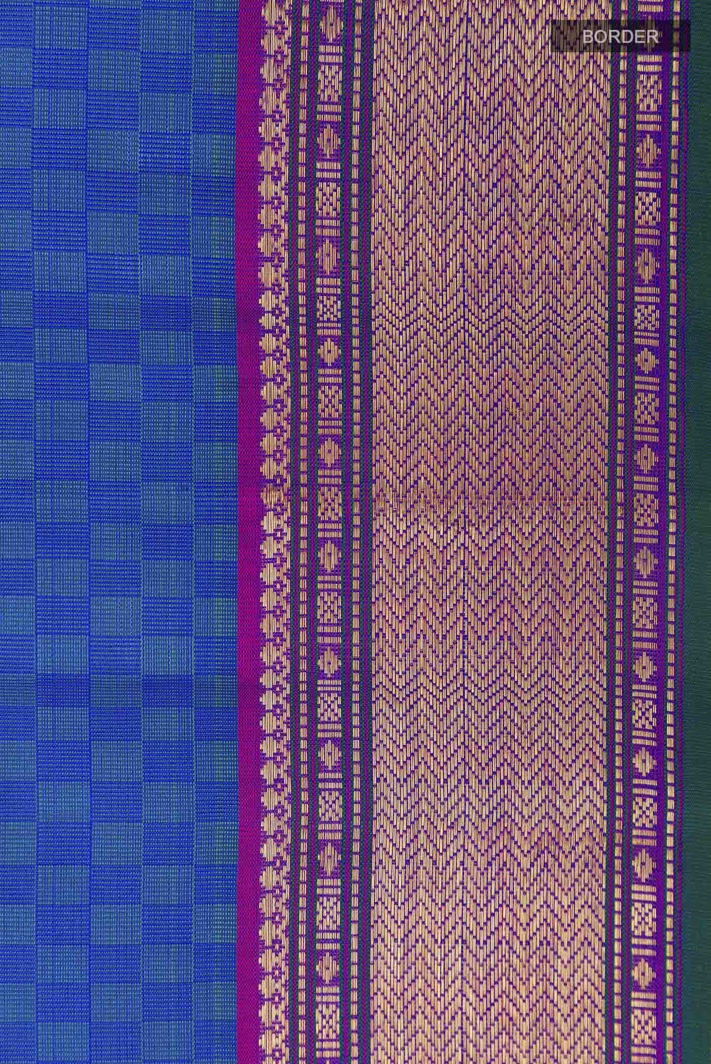 Peacock Blue Kanchipuram Silk Saree - Image 3