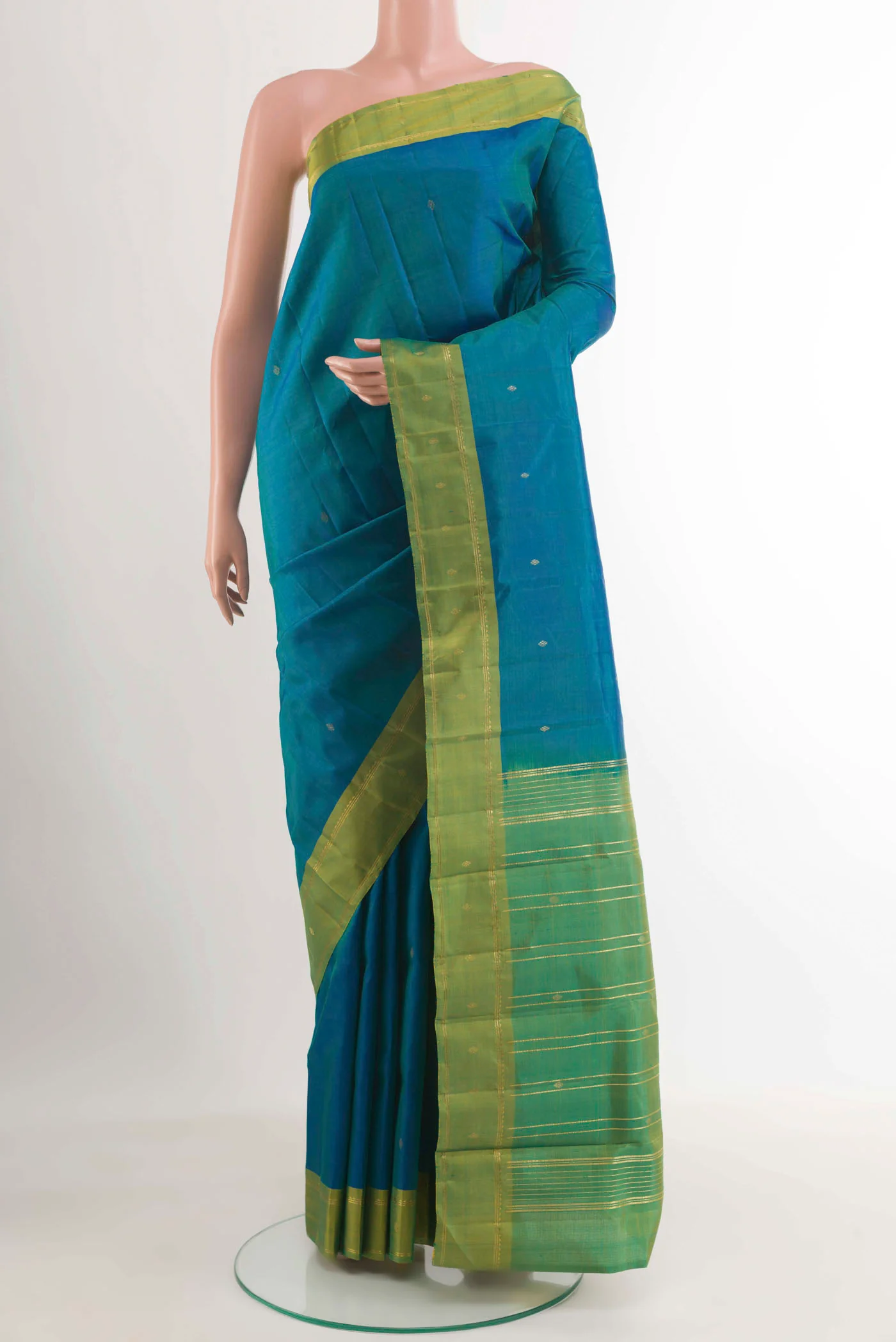 Peacock Blue Kanchipuram Silk Saree