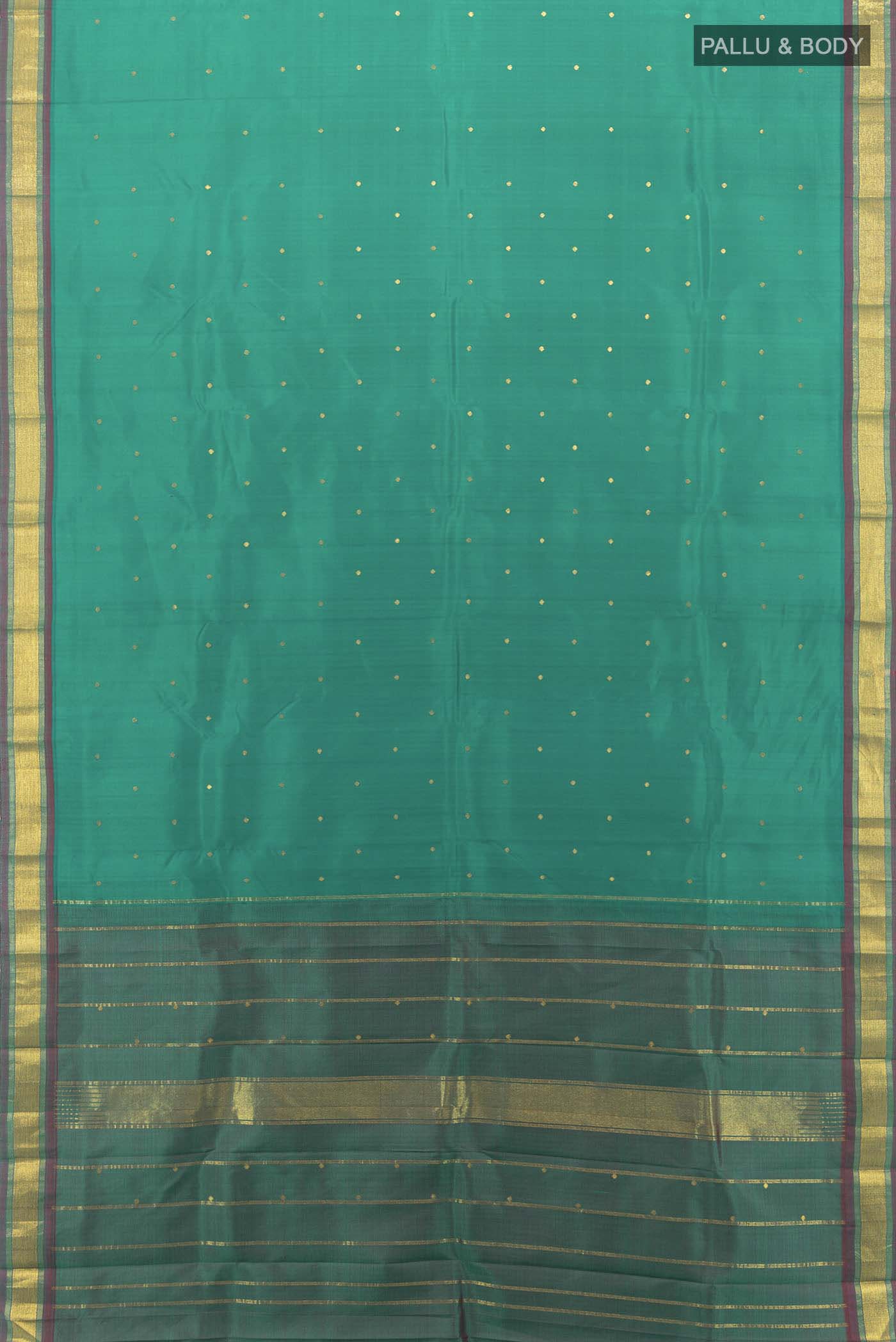 Teal Kanjivaram Silk Saree - Image 5