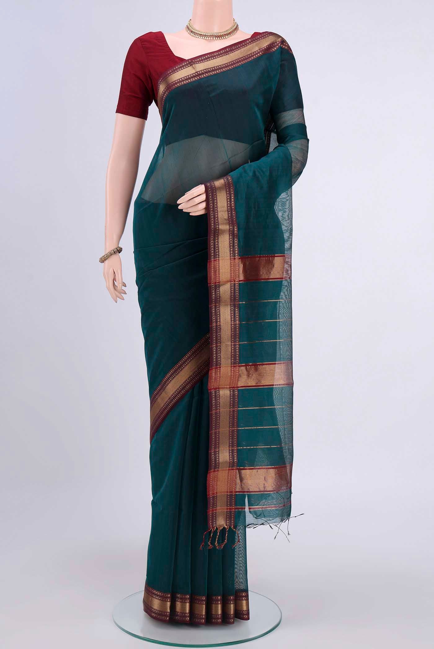 Blue Maheshwari Silk Cotton Saree