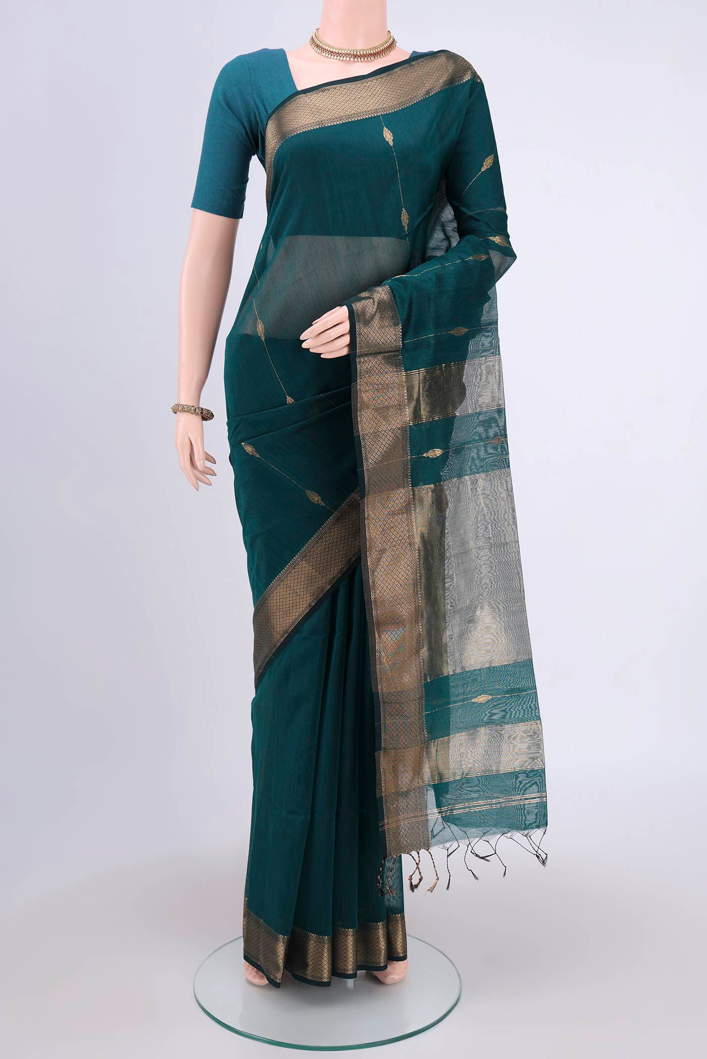 Blue Maheshwari Silk Cotton Saree