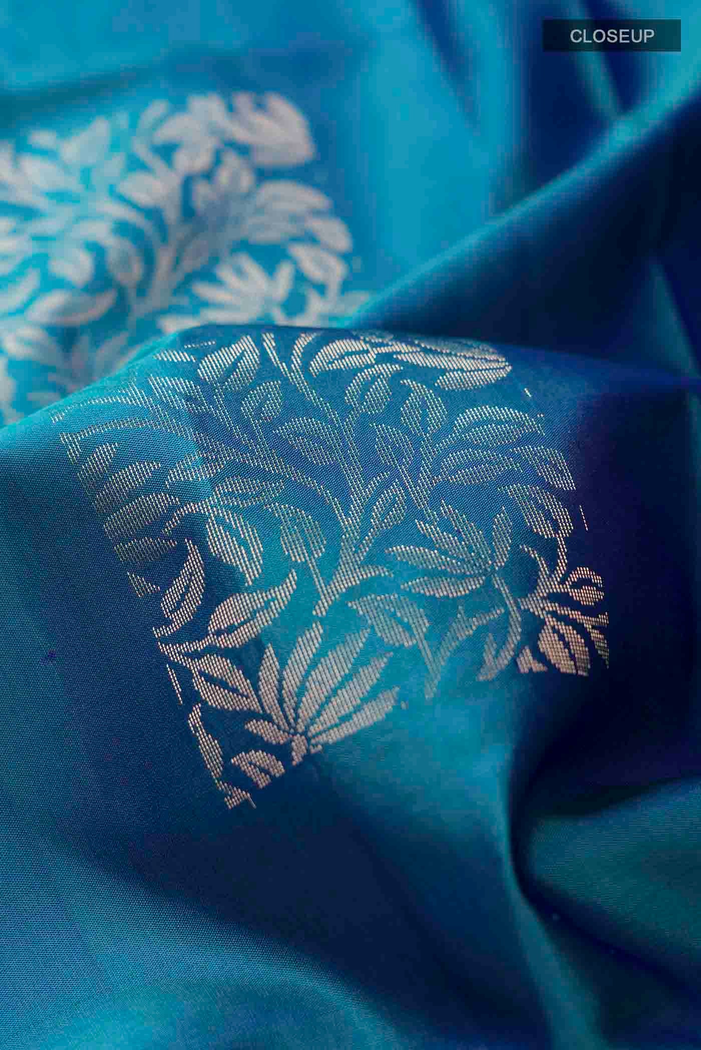 Peacock Blue Soft Silk Saree - Image 2
