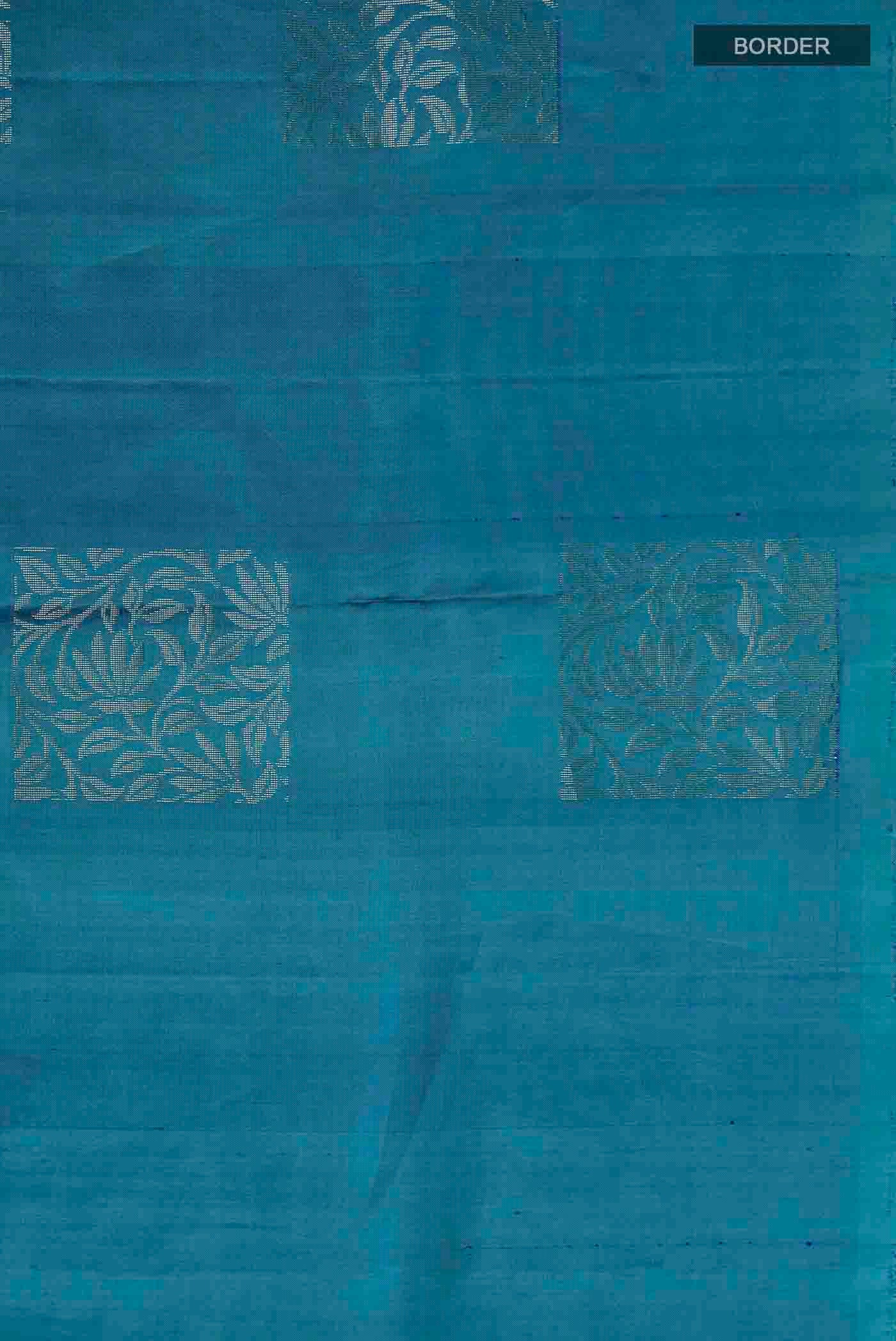 Peacock Blue Soft Silk Saree - Image 3