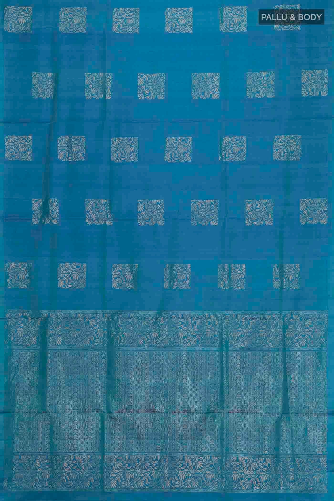 Peacock Blue Soft Silk Saree - Image 5
