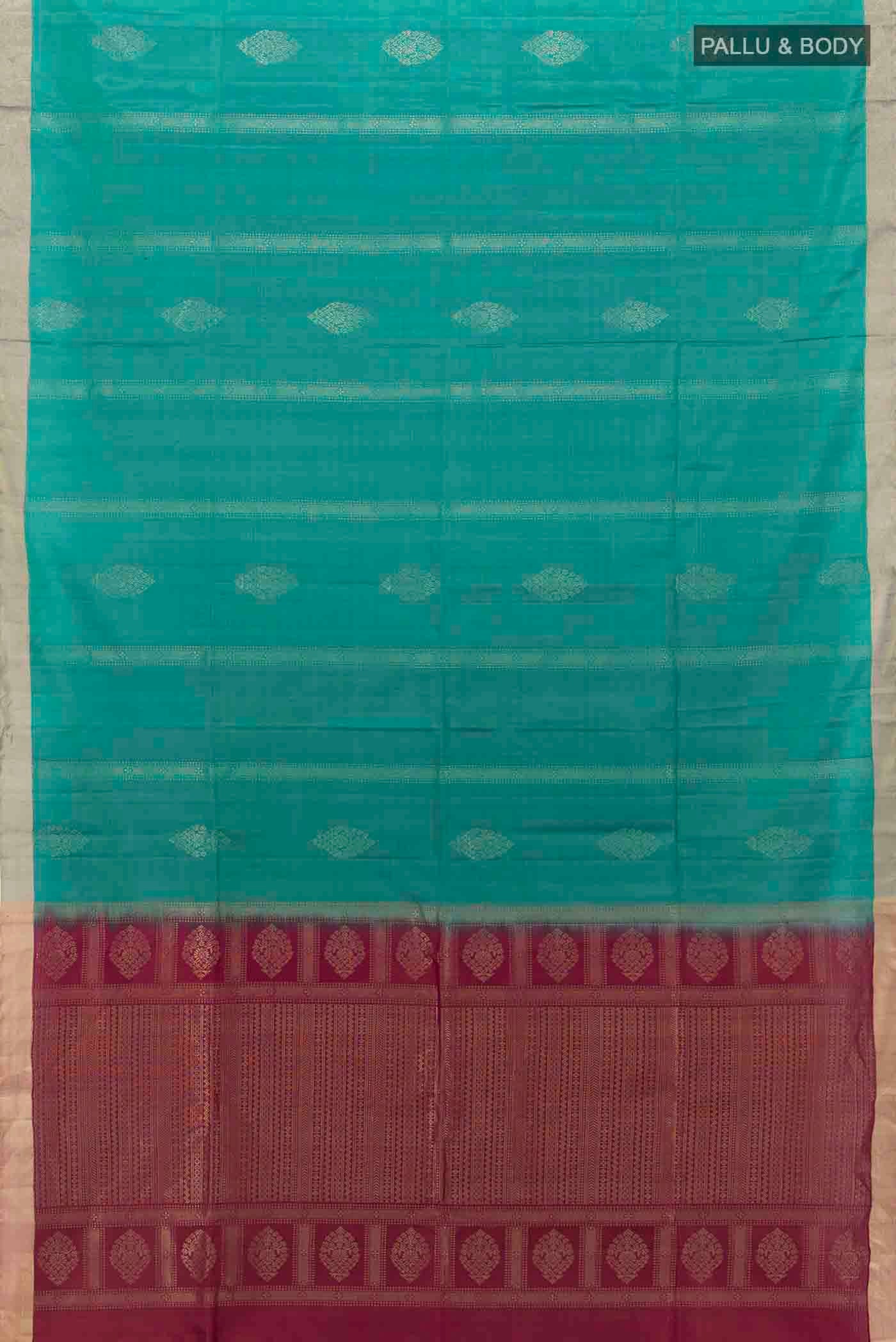 Peacock Blue Soft Silk Saree - Image 5