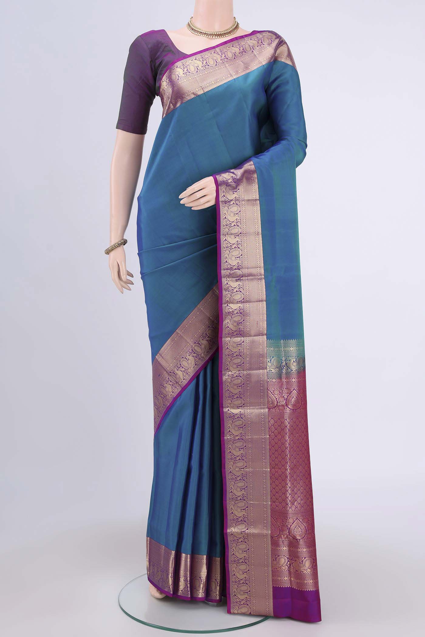 Peacock Blue Soft Silk Saree