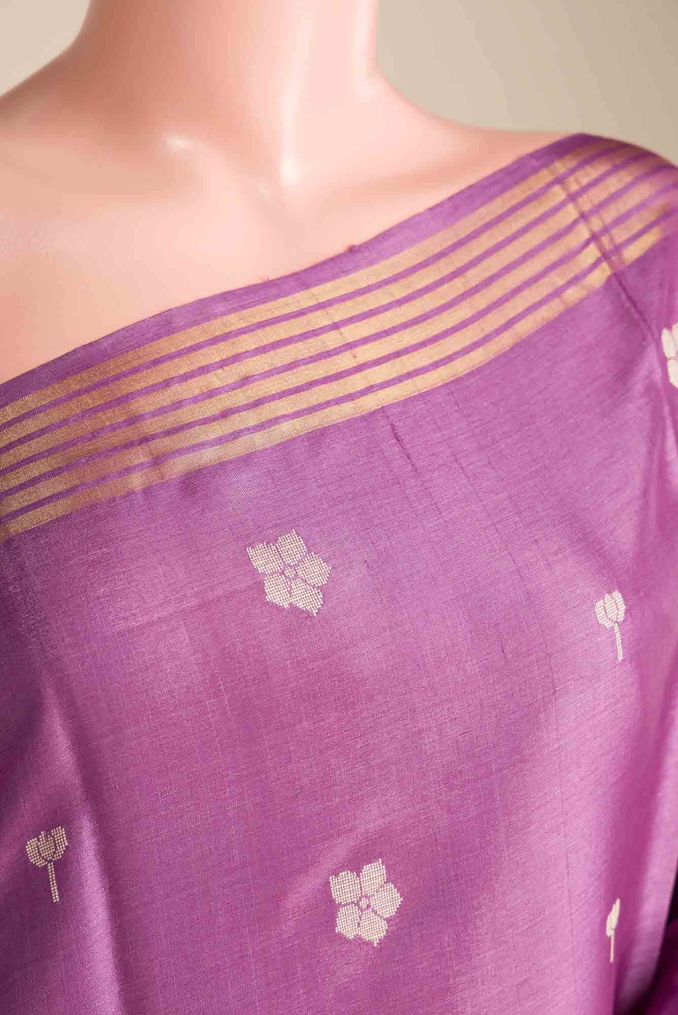 Perfume of Love-Purple Bhagalpuri Tussar Silk Saree - Image 2