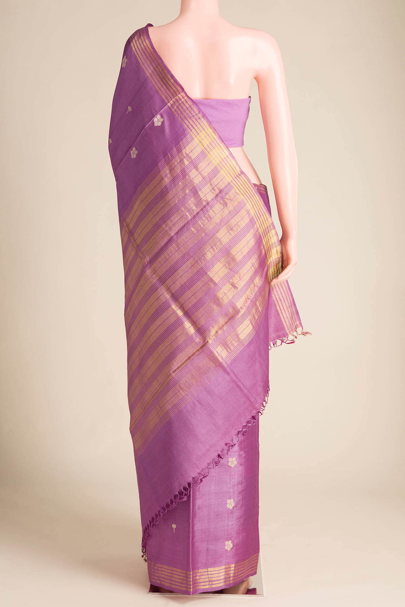 Perfume of Love-Purple Bhagalpuri Tussar Silk Saree - Image 4