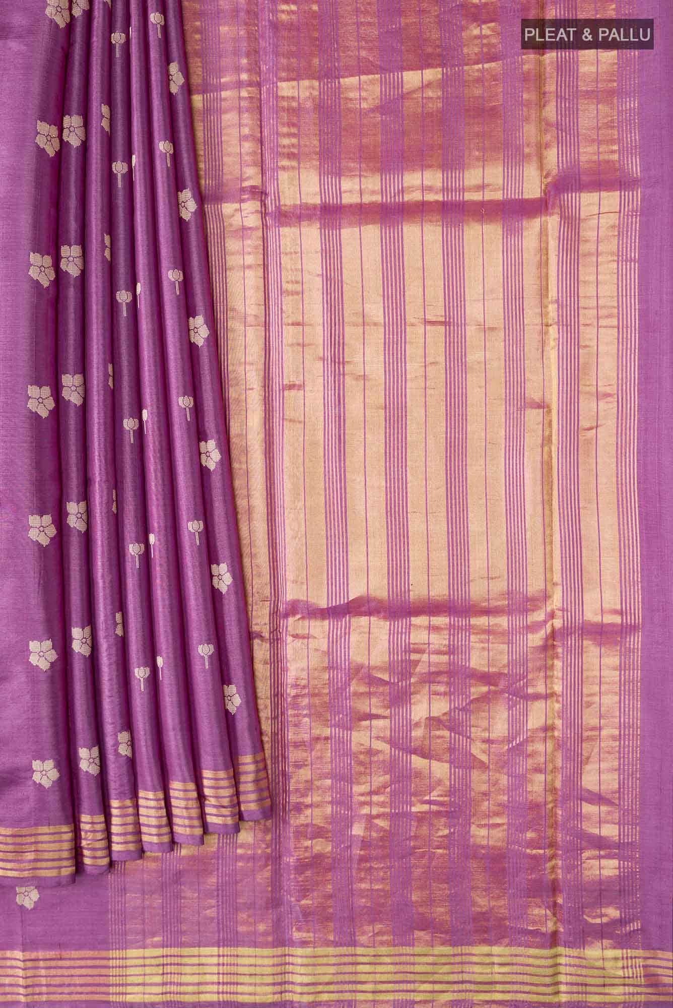 Perfume of Love-Purple Bhagalpuri Tussar Silk Saree - Image 6