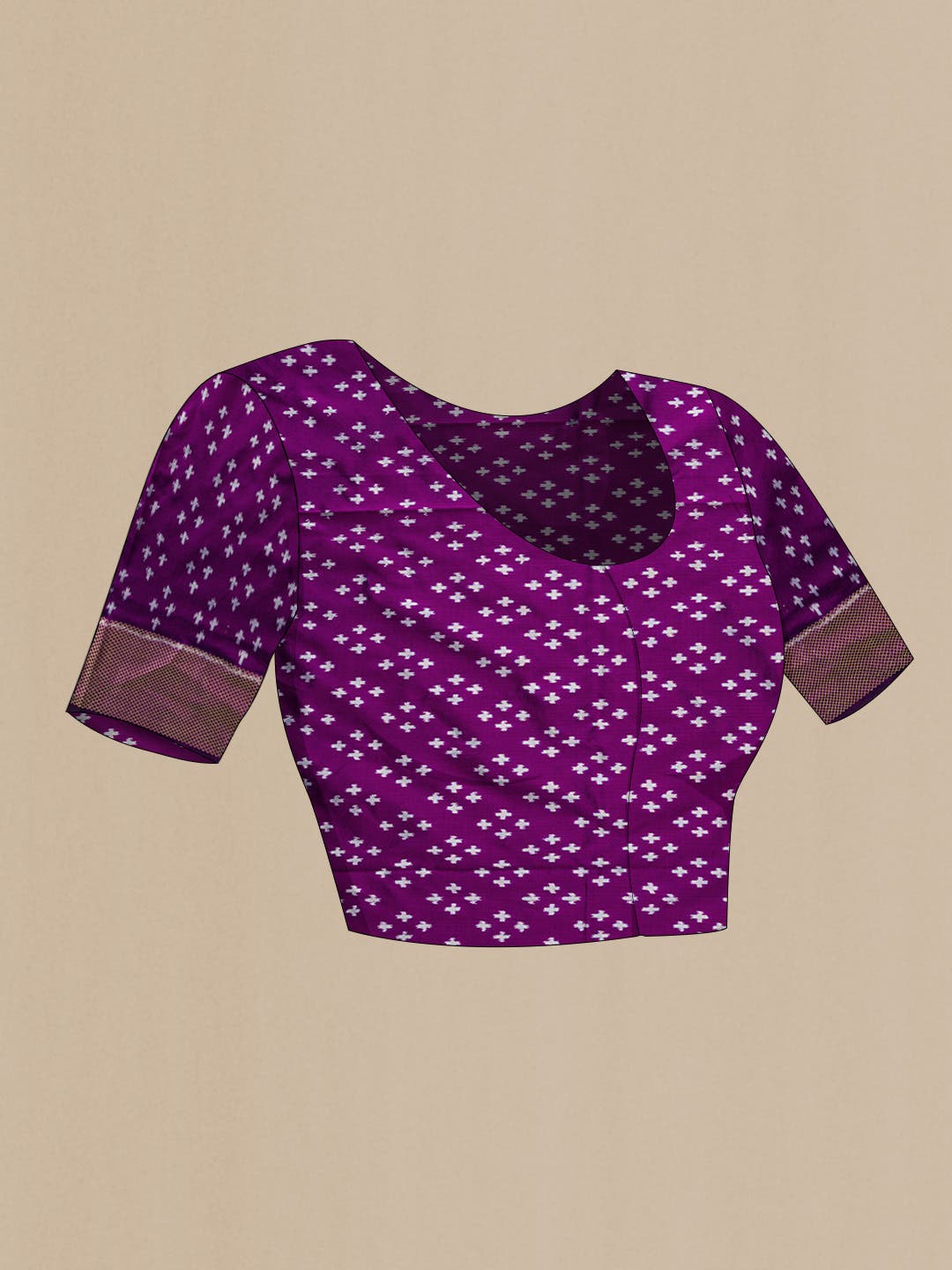 Pink and Lavender Dual Tone Double Ikat Saree - Image 6