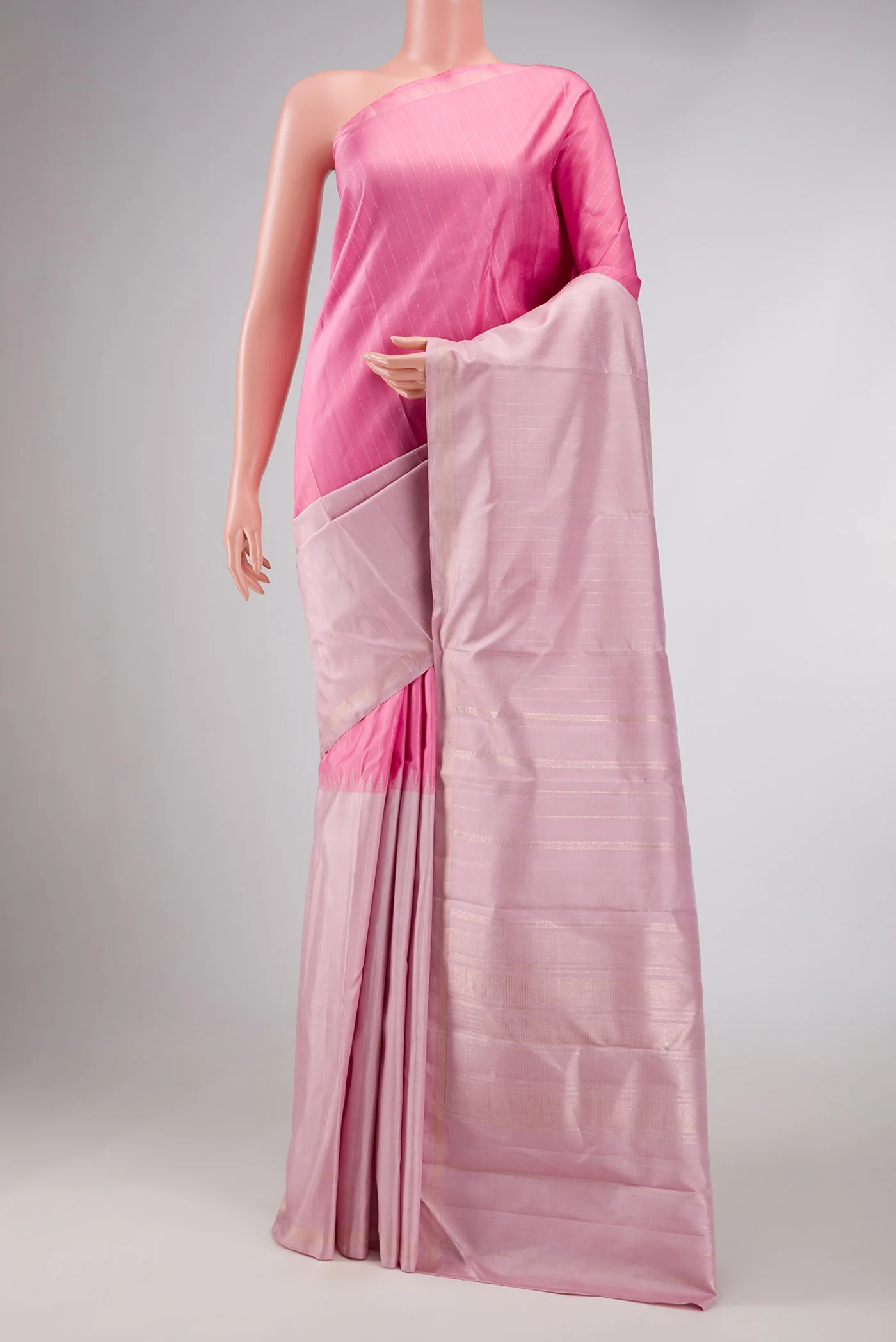 Pink and Rose Pink Color Kanchipuram Saree