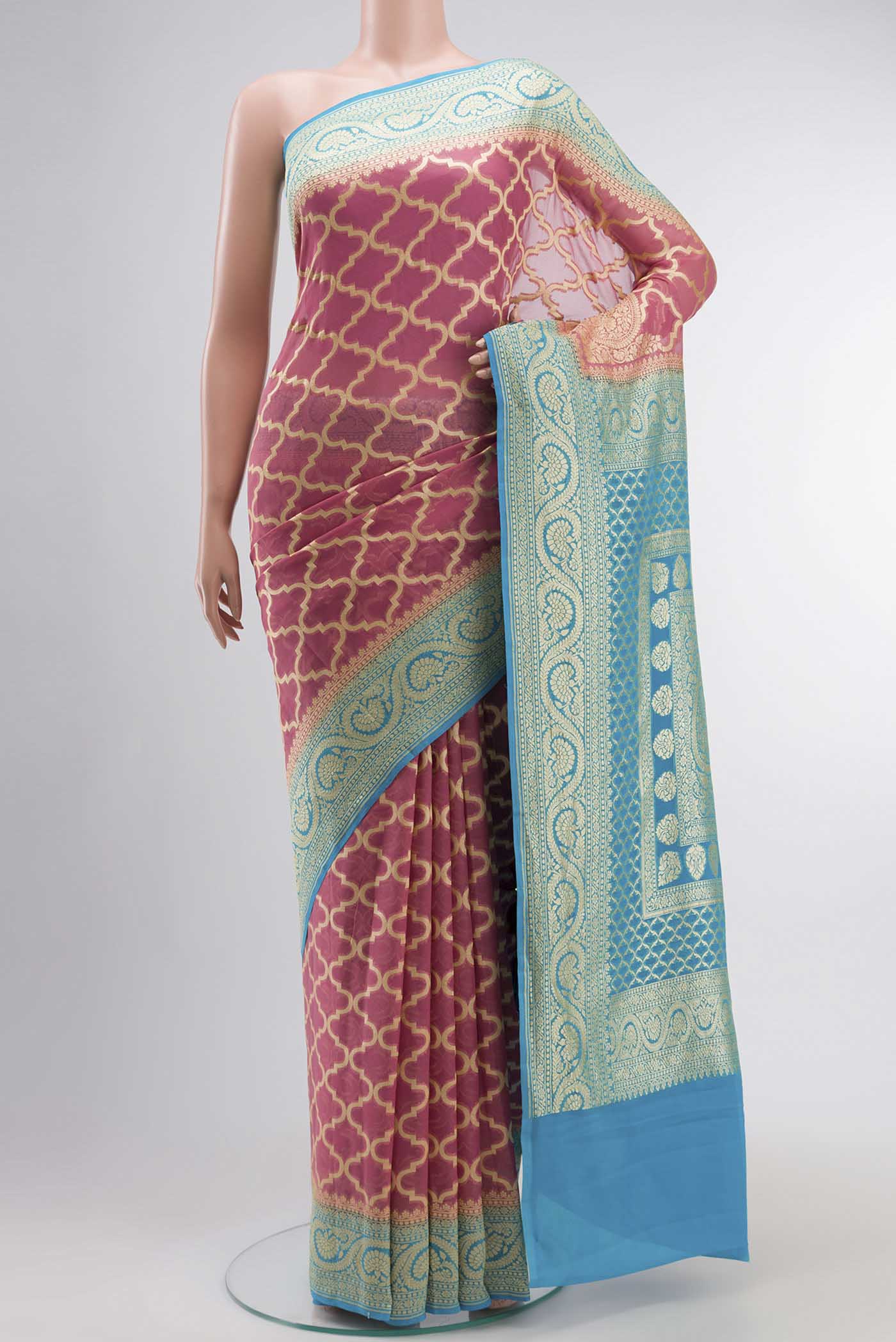 Pink Banarasi Georgette Saree