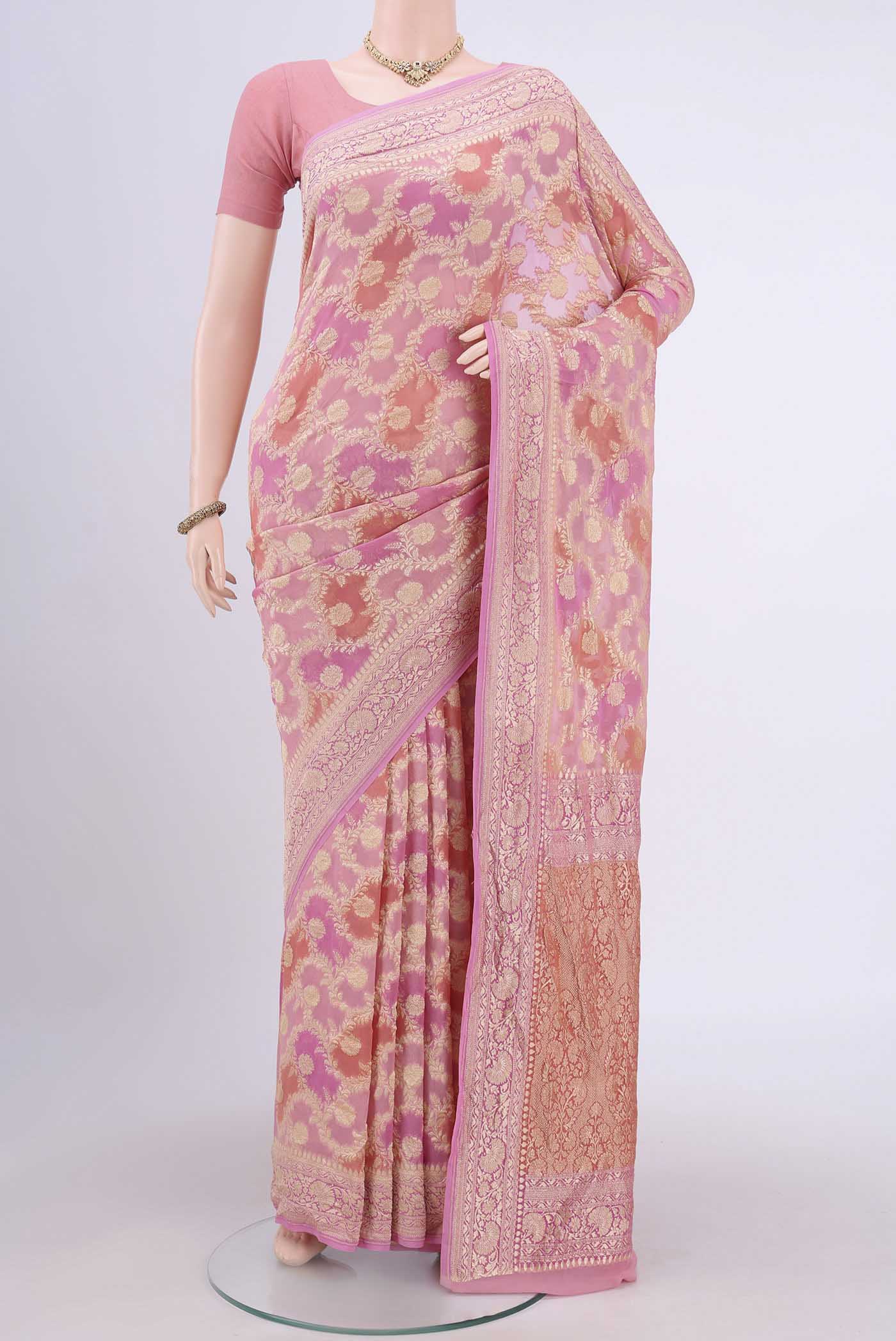 Pink Banarasi Georgette Saree