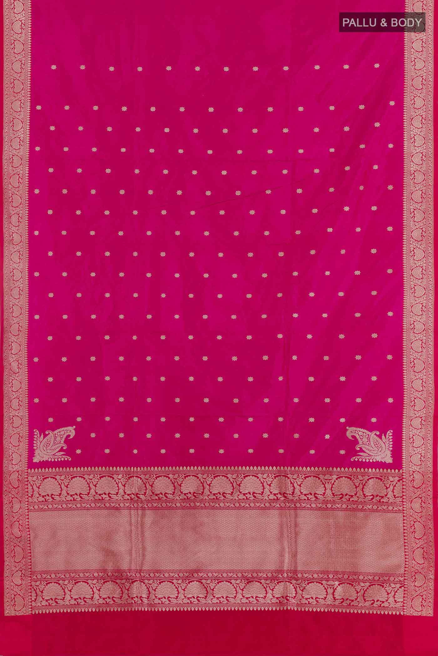 Pink Banarasi Katan Silk Saree - Image 3