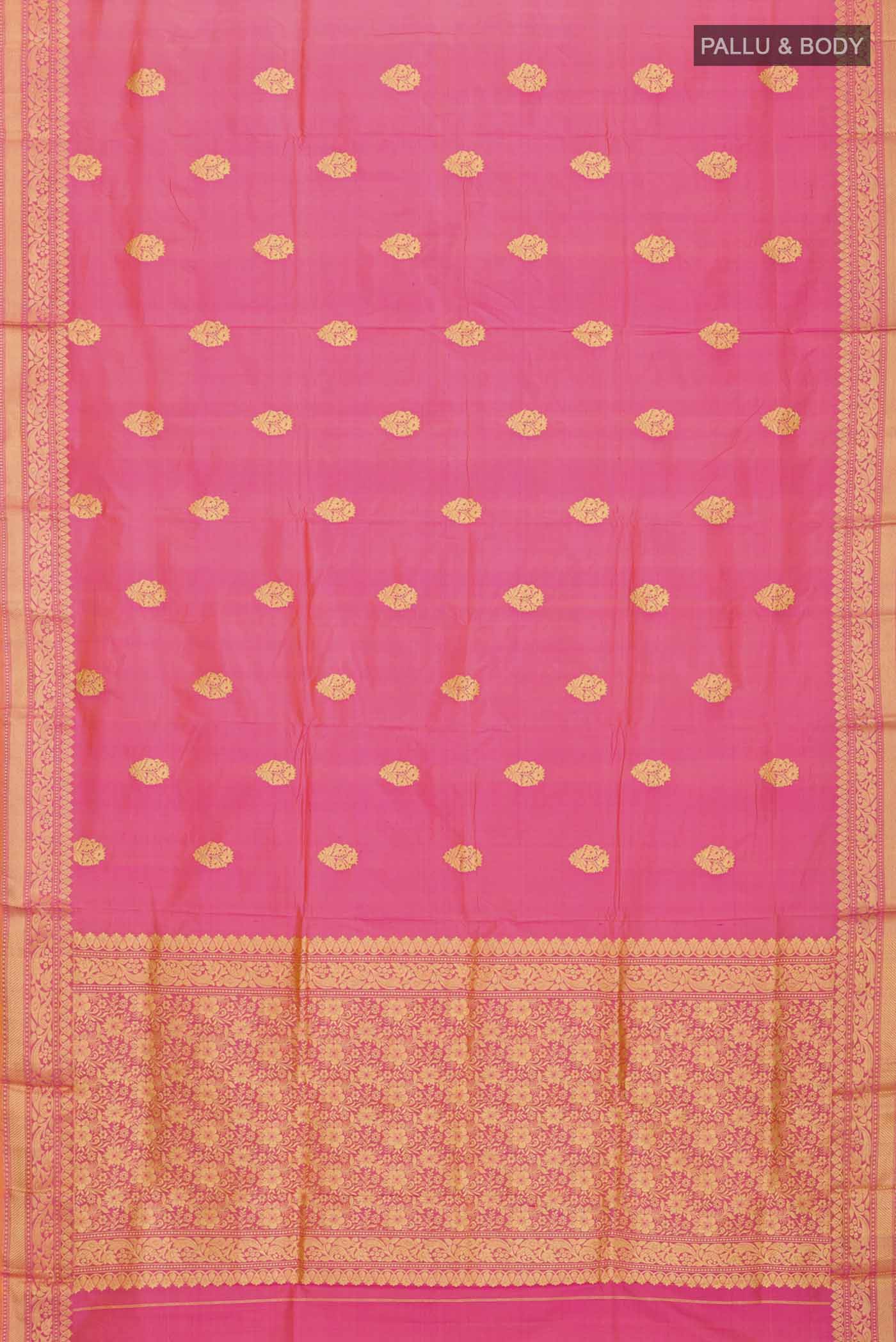 Pink Banarasi Katan Silk Saree - Image 5