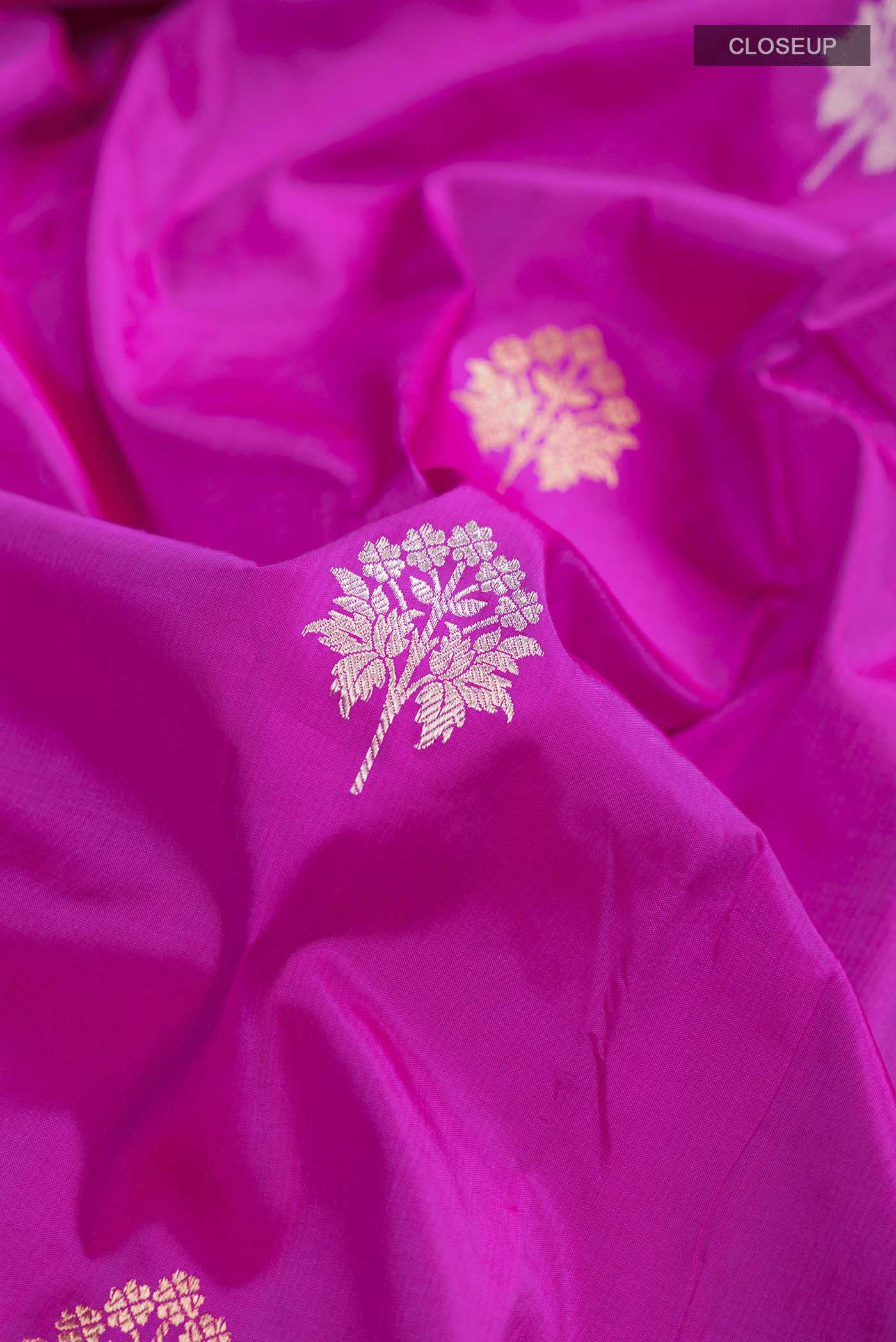 Magenta Banarasi Katan Silk Saree - Image 2