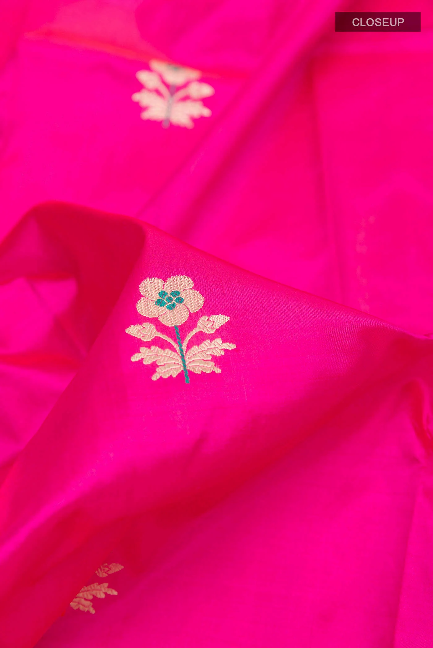 Pink Banarasi Katan Silk Saree - Image 2