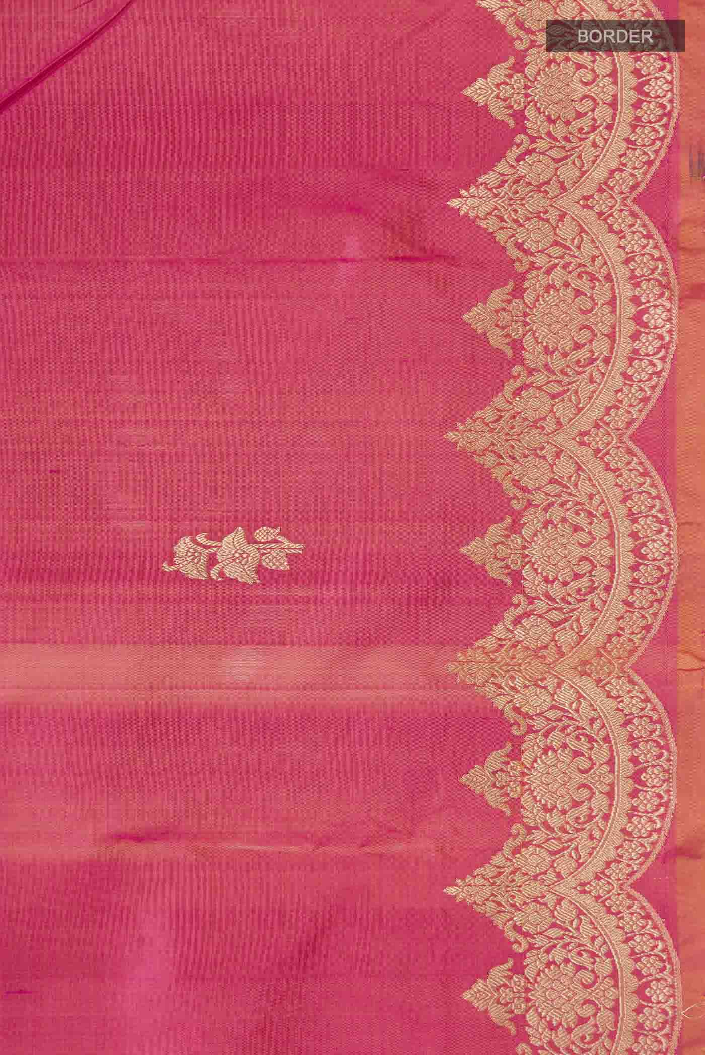 Pink Banarasi Katan Silk Saree - Image 3