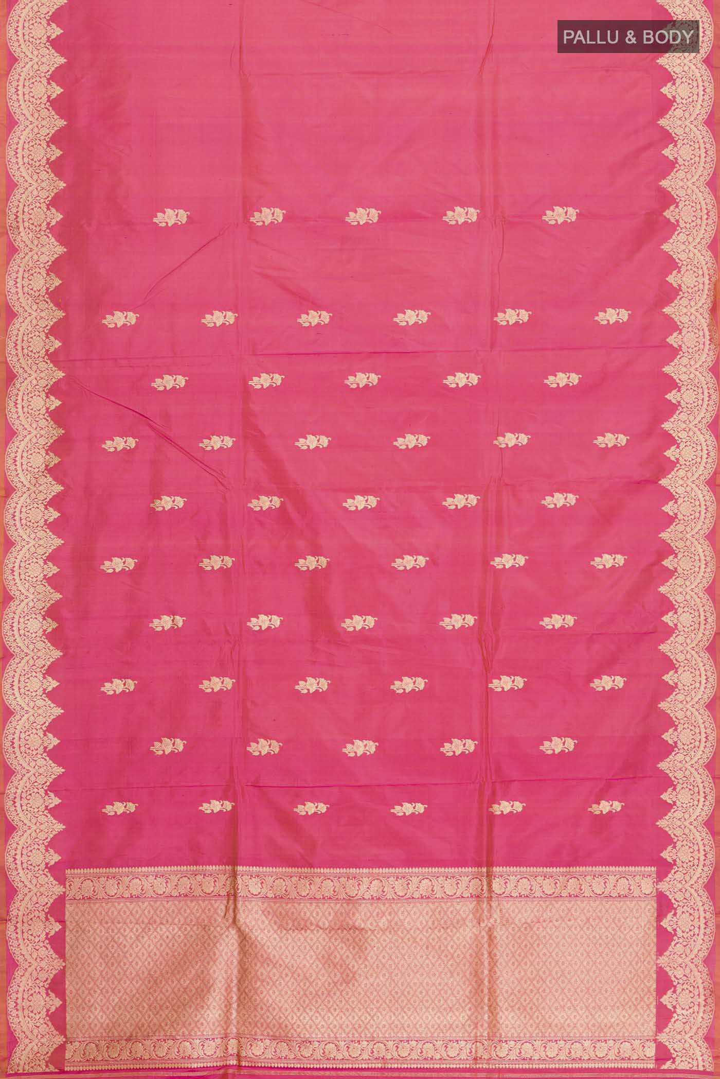 Pink Banarasi Katan Silk Saree - Image 5
