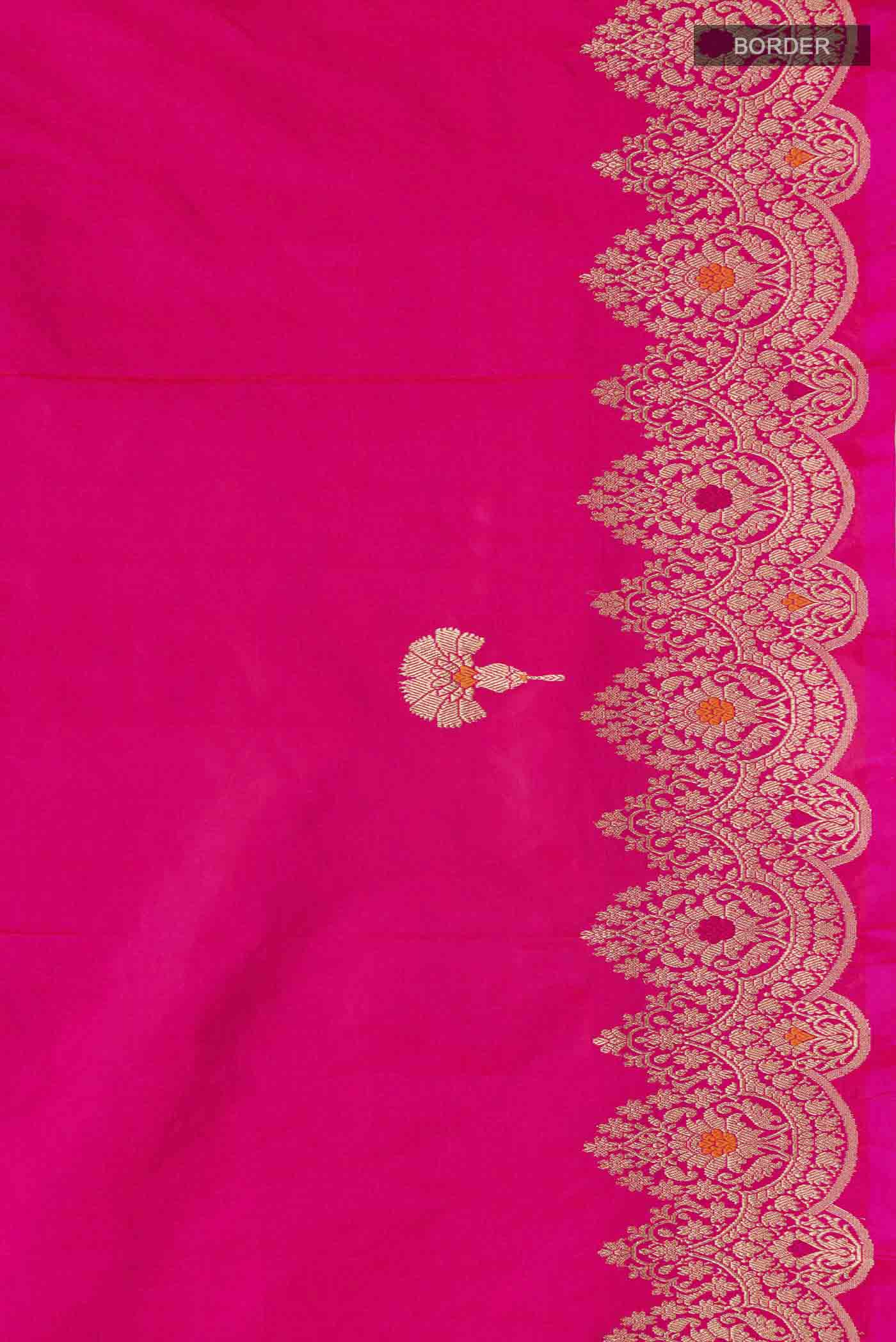 Pink Banarasi Katan Silk Saree - Image 3