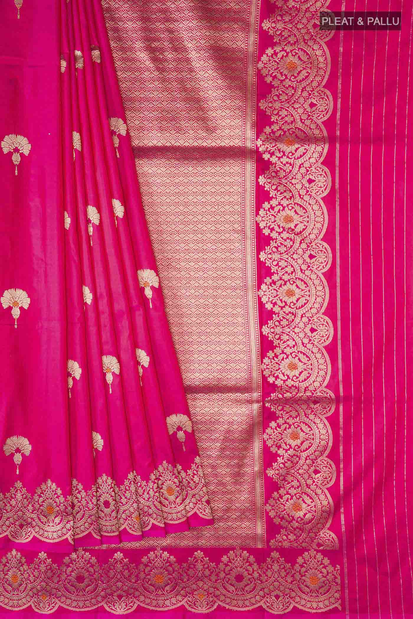 Pink Banarasi Katan Silk Saree - Image 4