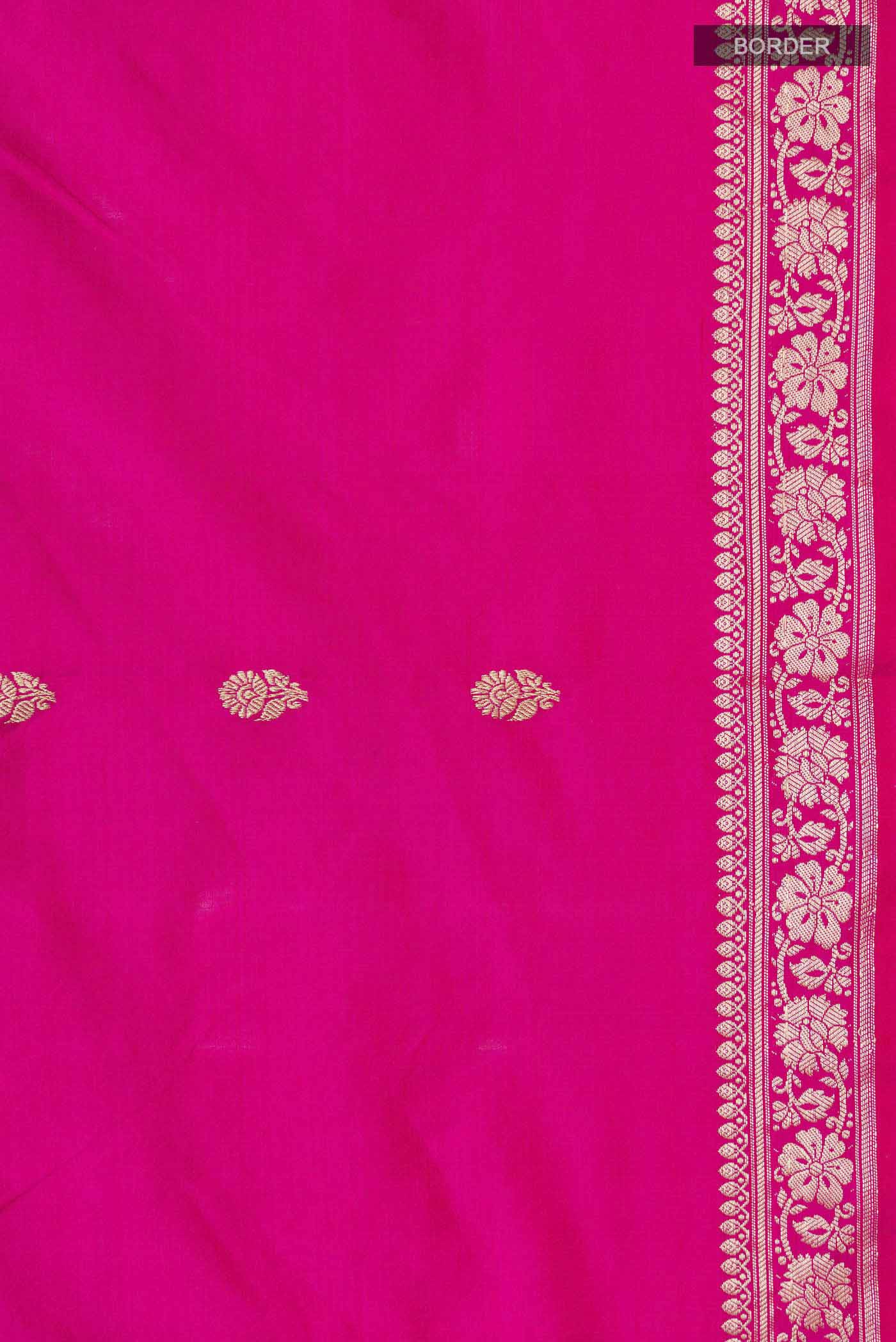 Pink Banarasi Katan Silk Saree - Image 3