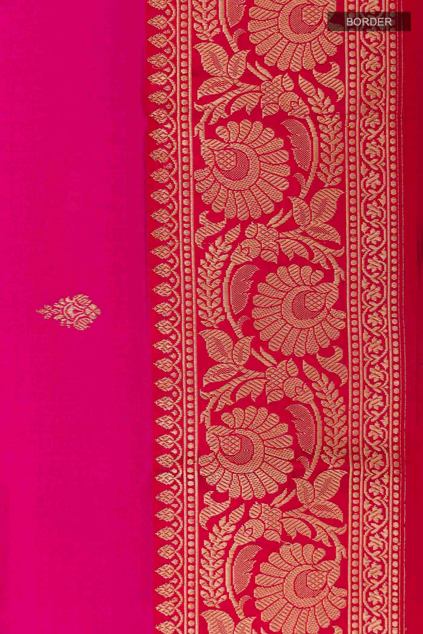 Pink Banarasi Katan Silk Saree - Image 3