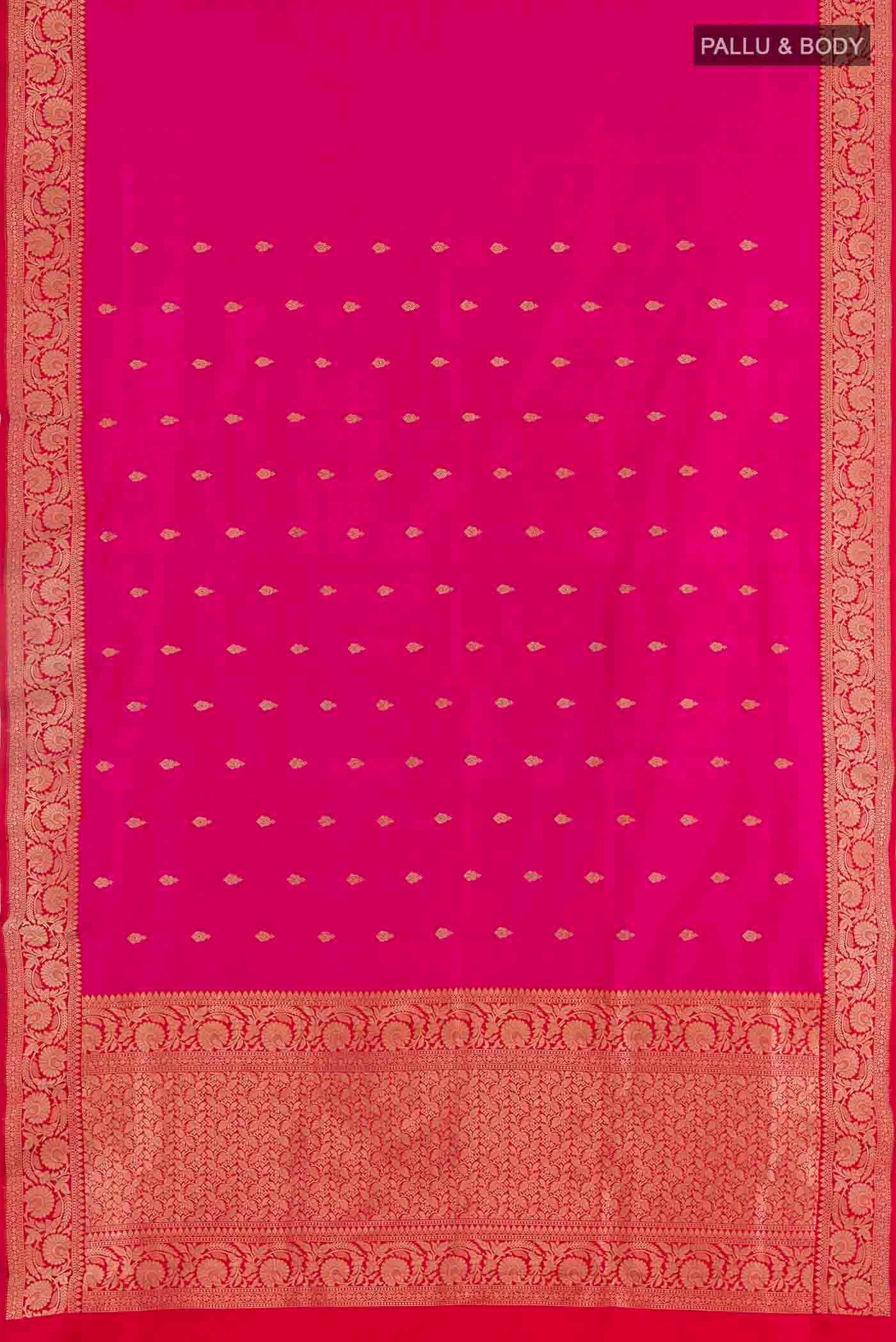 Pink Banarasi Katan Silk Saree - Image 5