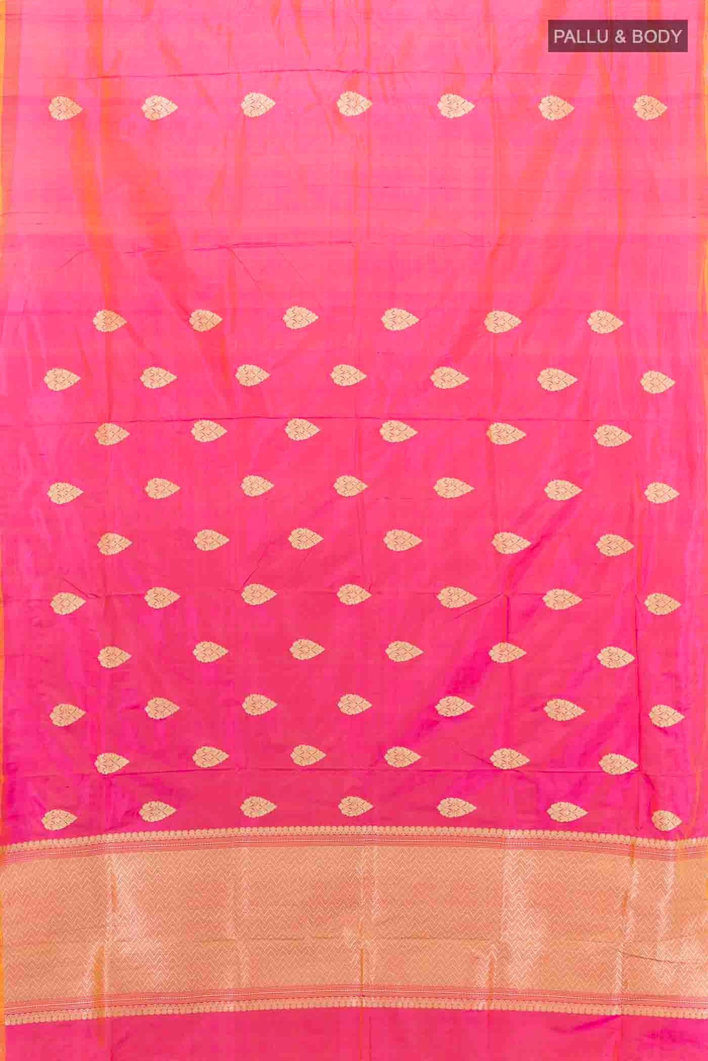 Pink Banarasi Katan Silk Saree - Image 5