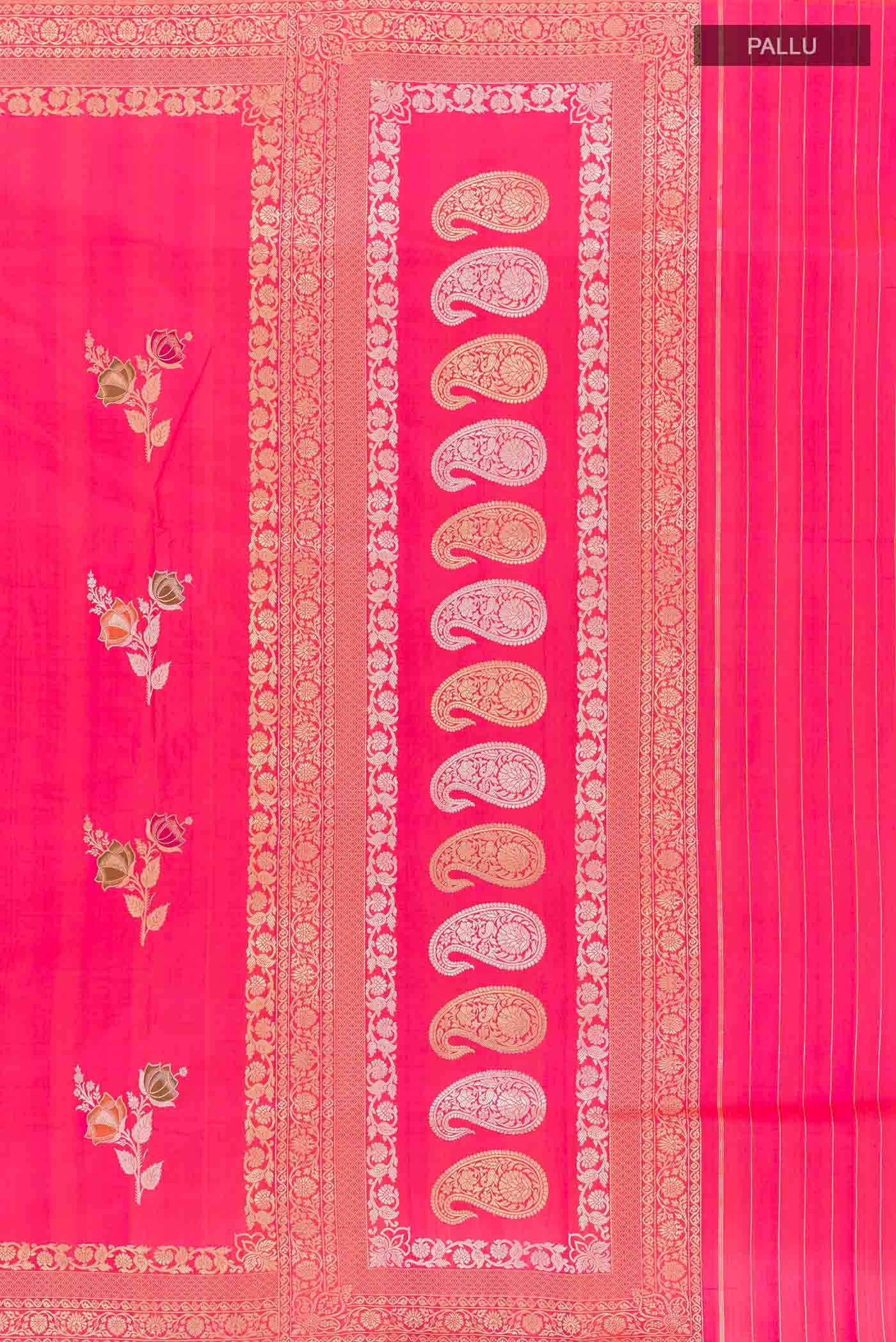 Pink Banarasi Katan Silk Saree - Image 5