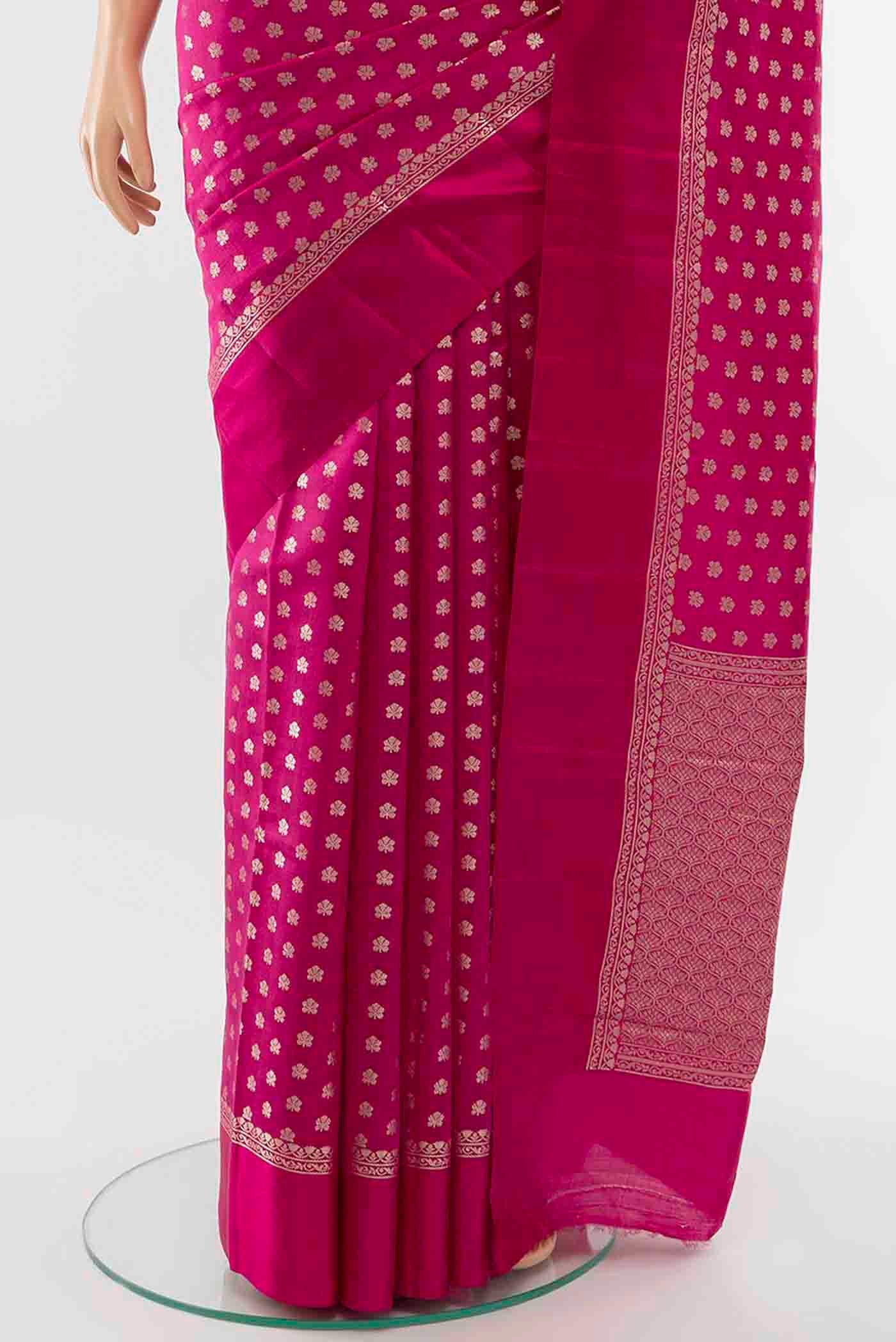 Pink Banarasi Raw Silk Saree - Image 3