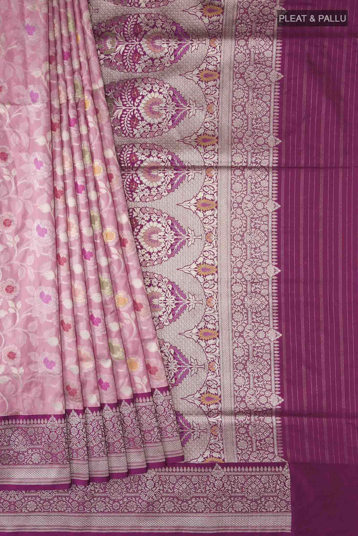 Pink Banarasi Silk Saree - Image 4
