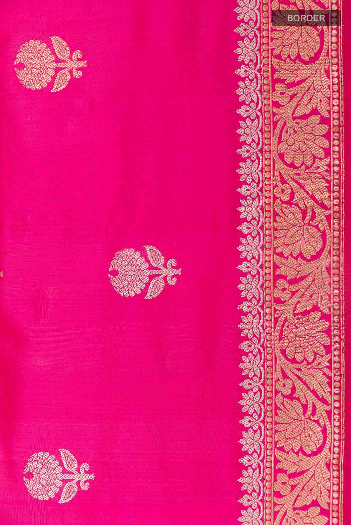 Pink Banarasi Silk Saree - Image 3