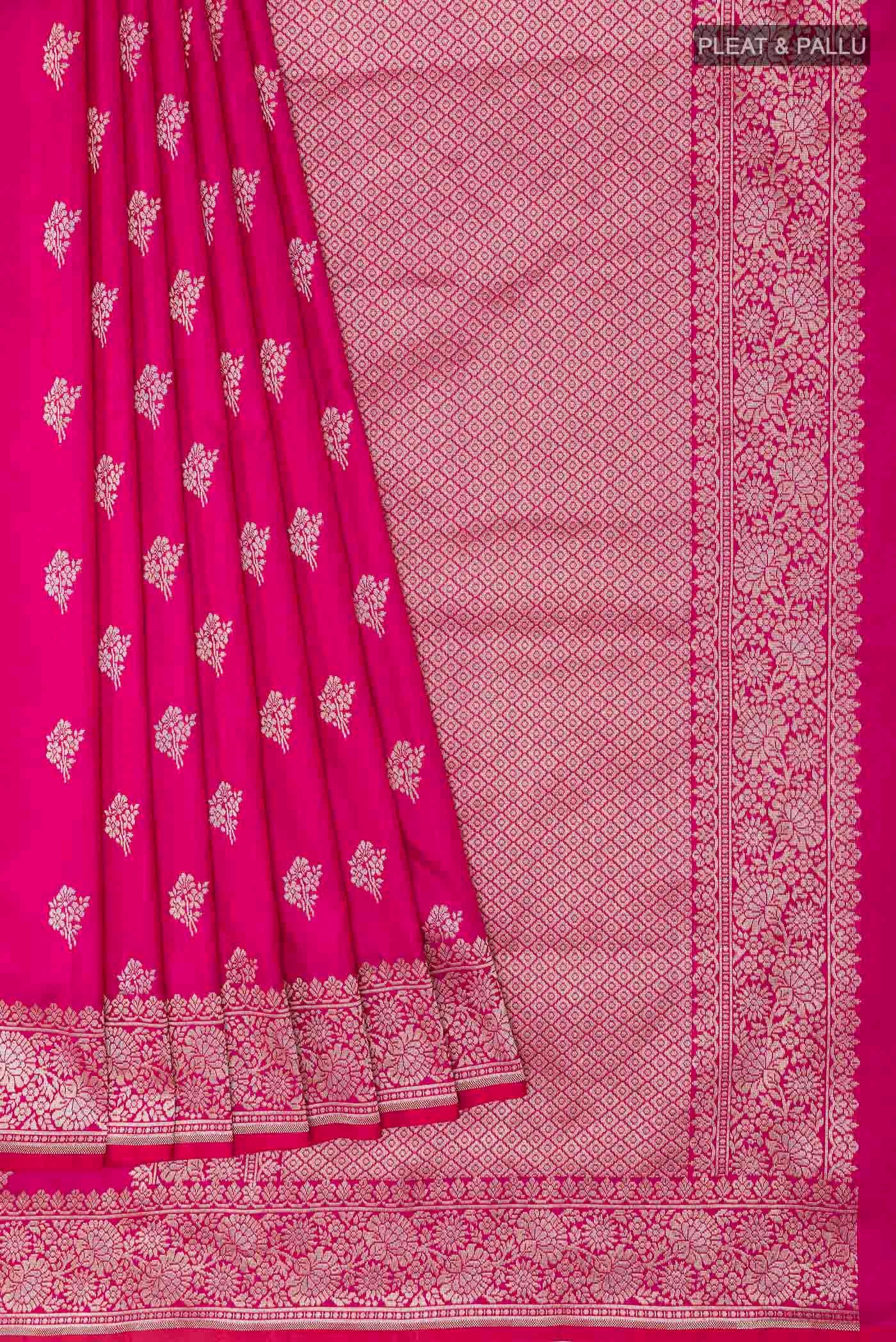 Pink Banarasi Silk Saree - Image 4