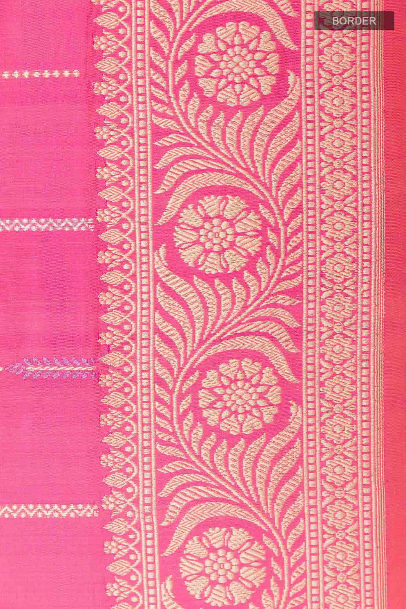 Pink Banarasi Silk Saree - Image 3