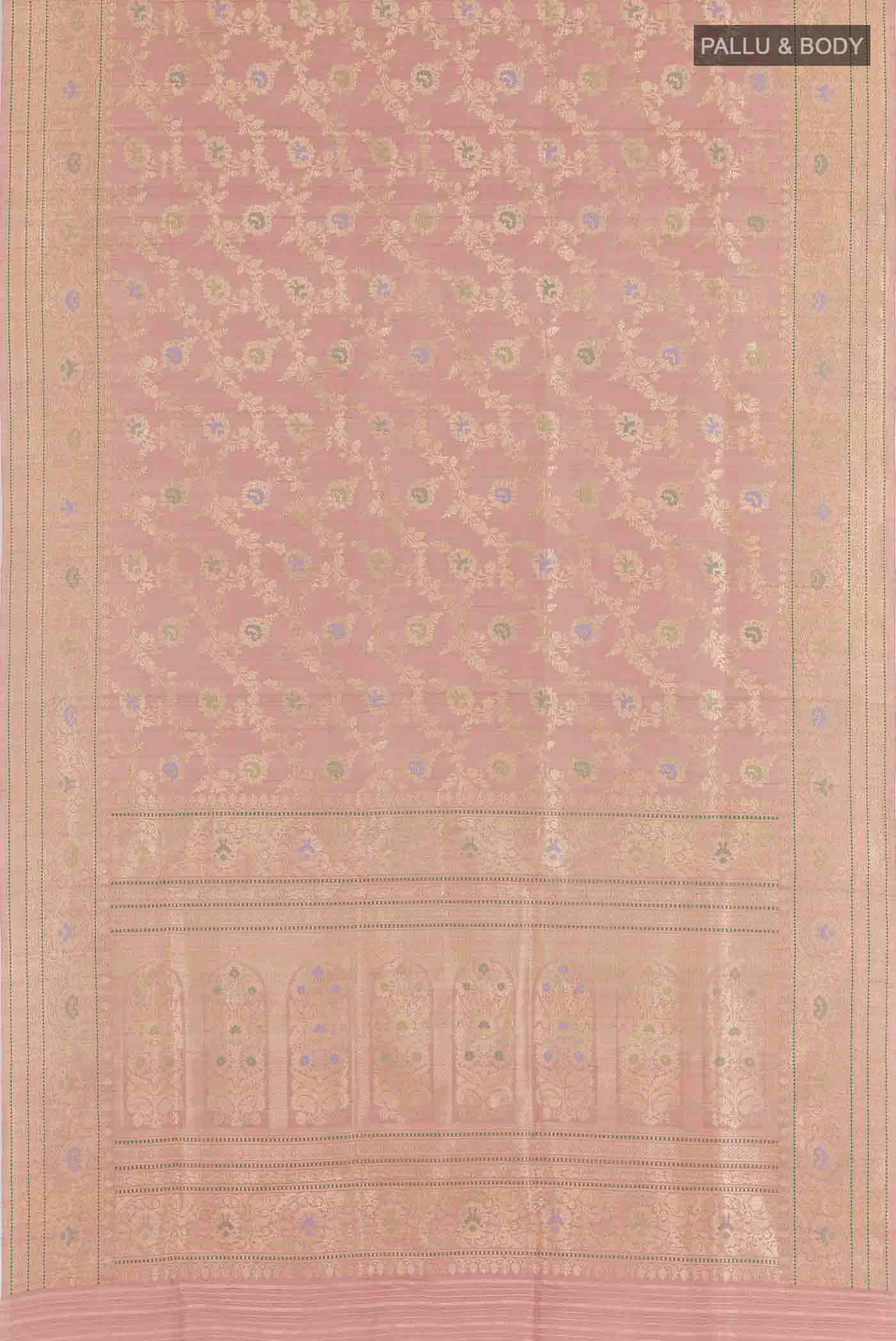 Rose Gold Banarasi Silk Saree - Image 6