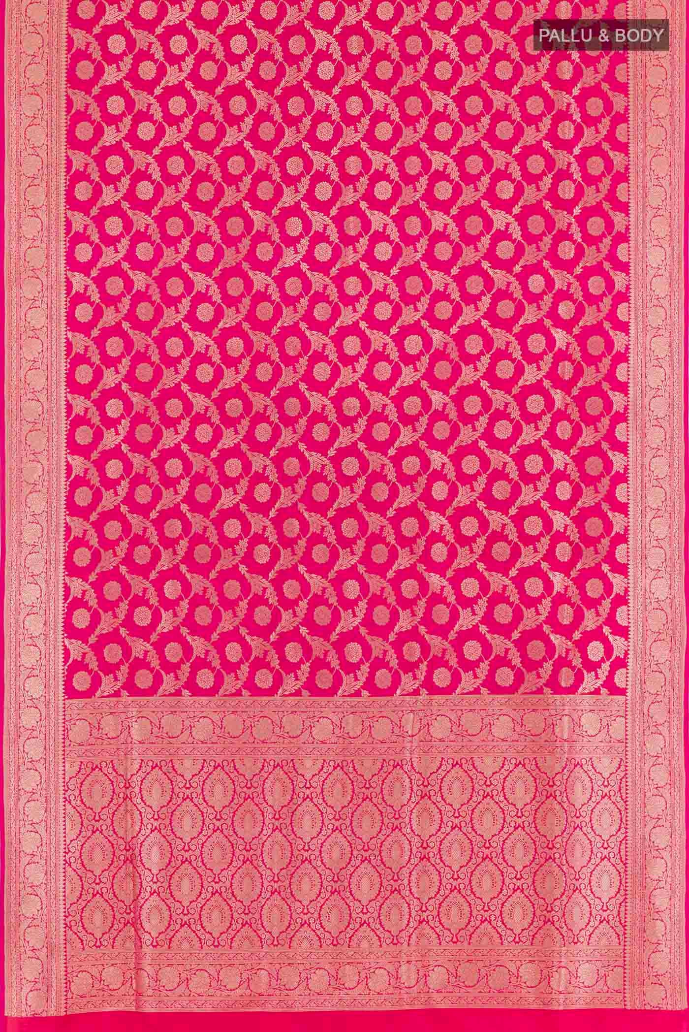 Pink Banarasi Silk Saree - Image 3