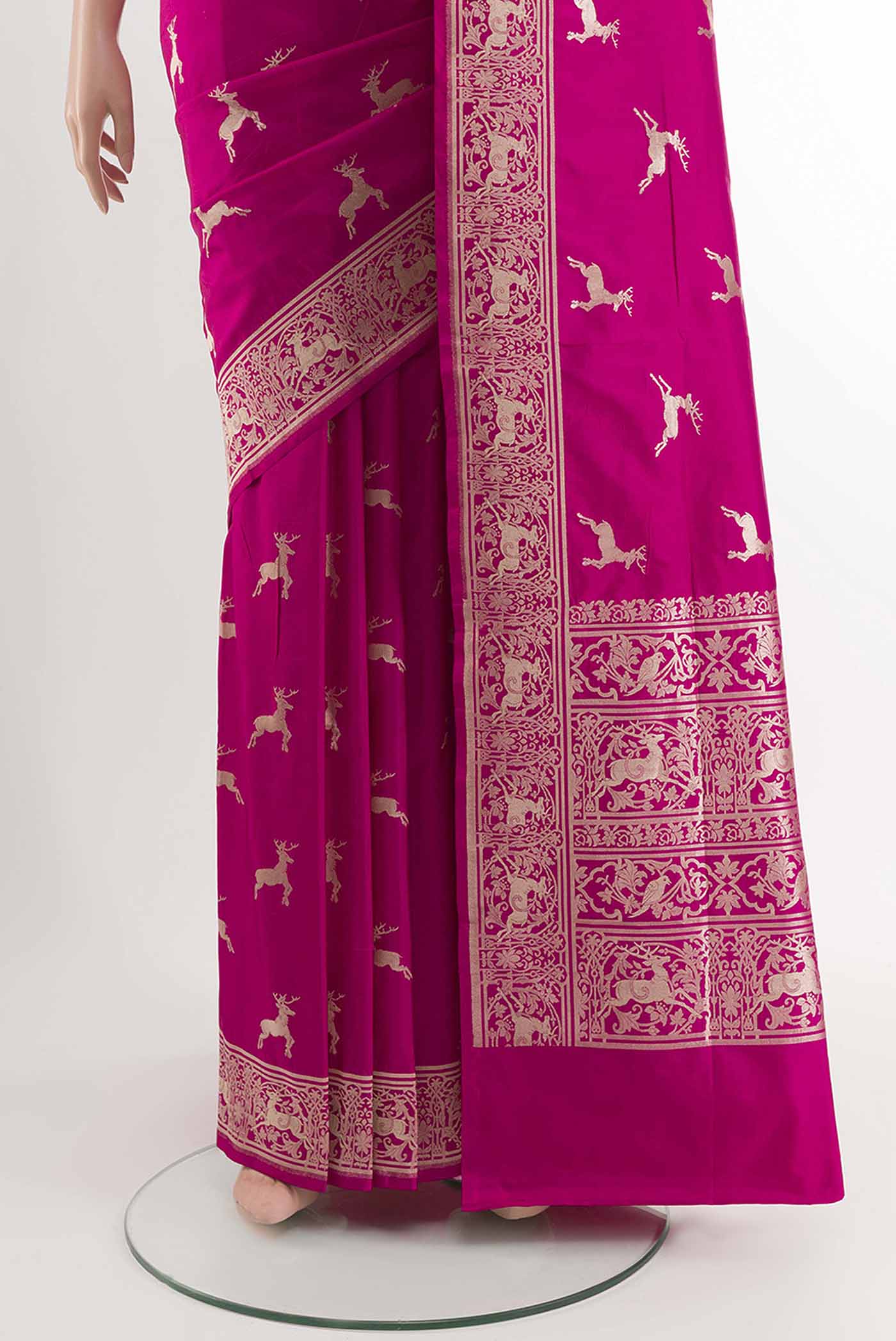 Pink Banarasi Silk Saree - Image 3