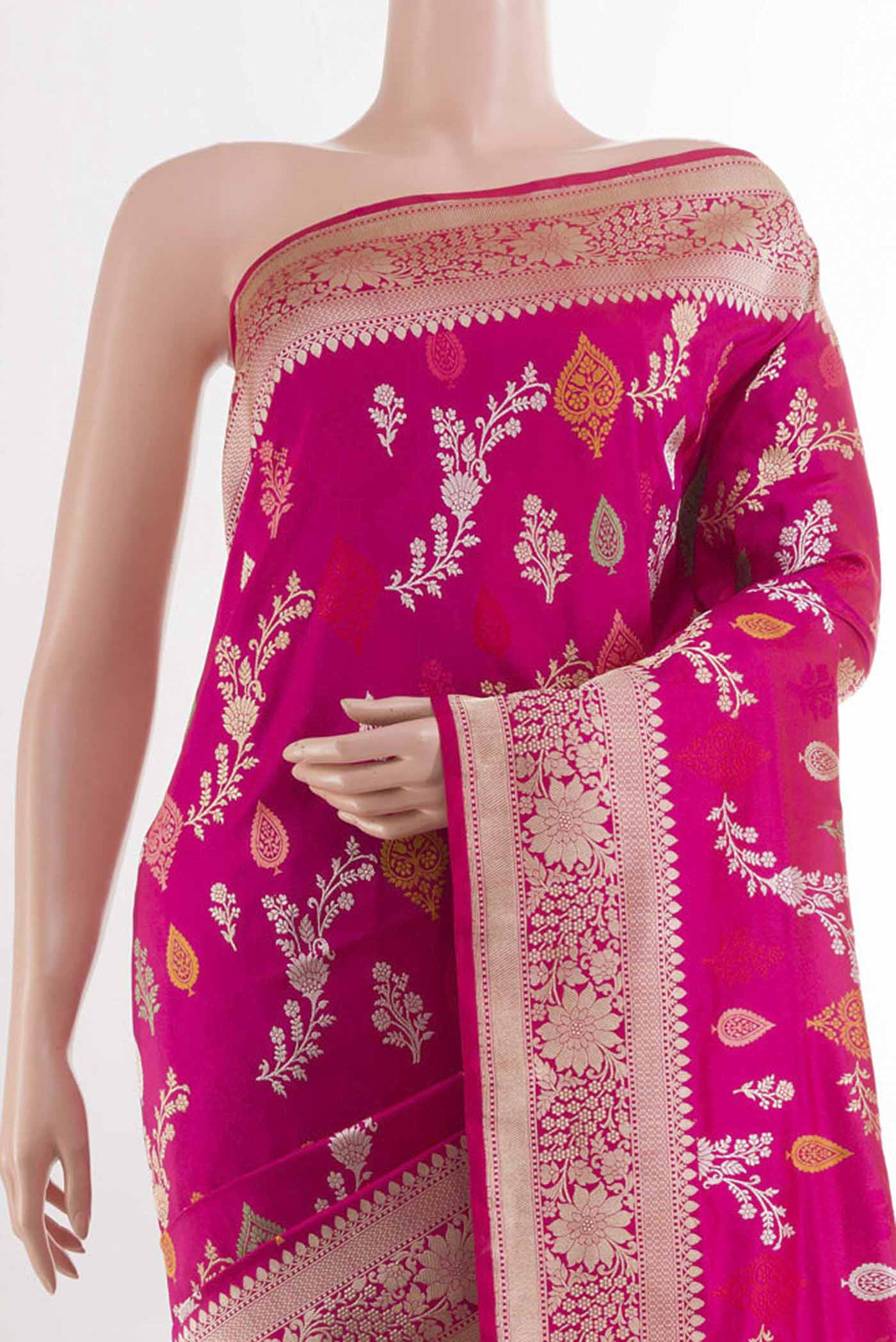 Pink Banarasi Silk Saree - Image 2