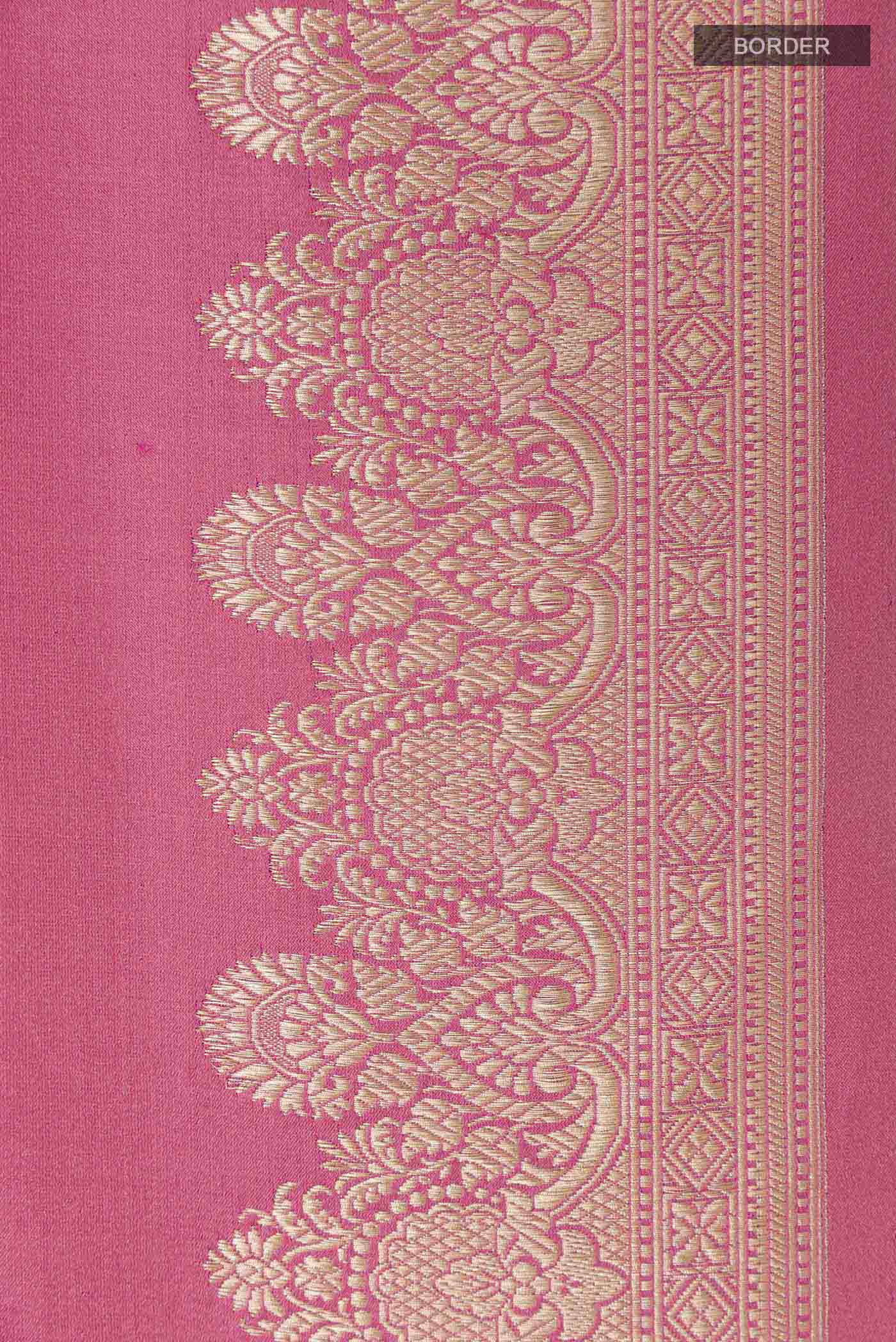 Pink Banarasi Silk Saree - Image 3