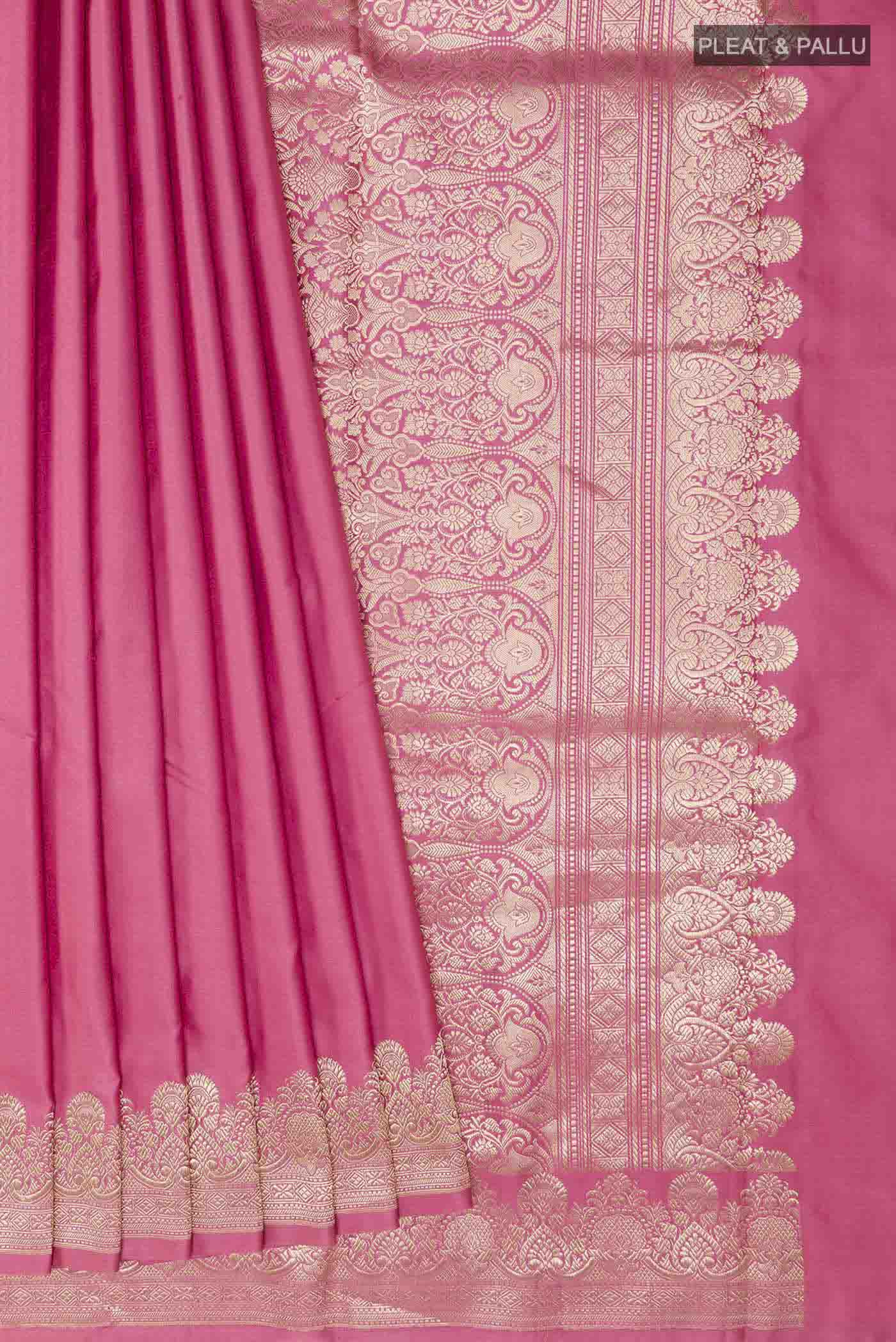 Pink Banarasi Silk Saree - Image 4