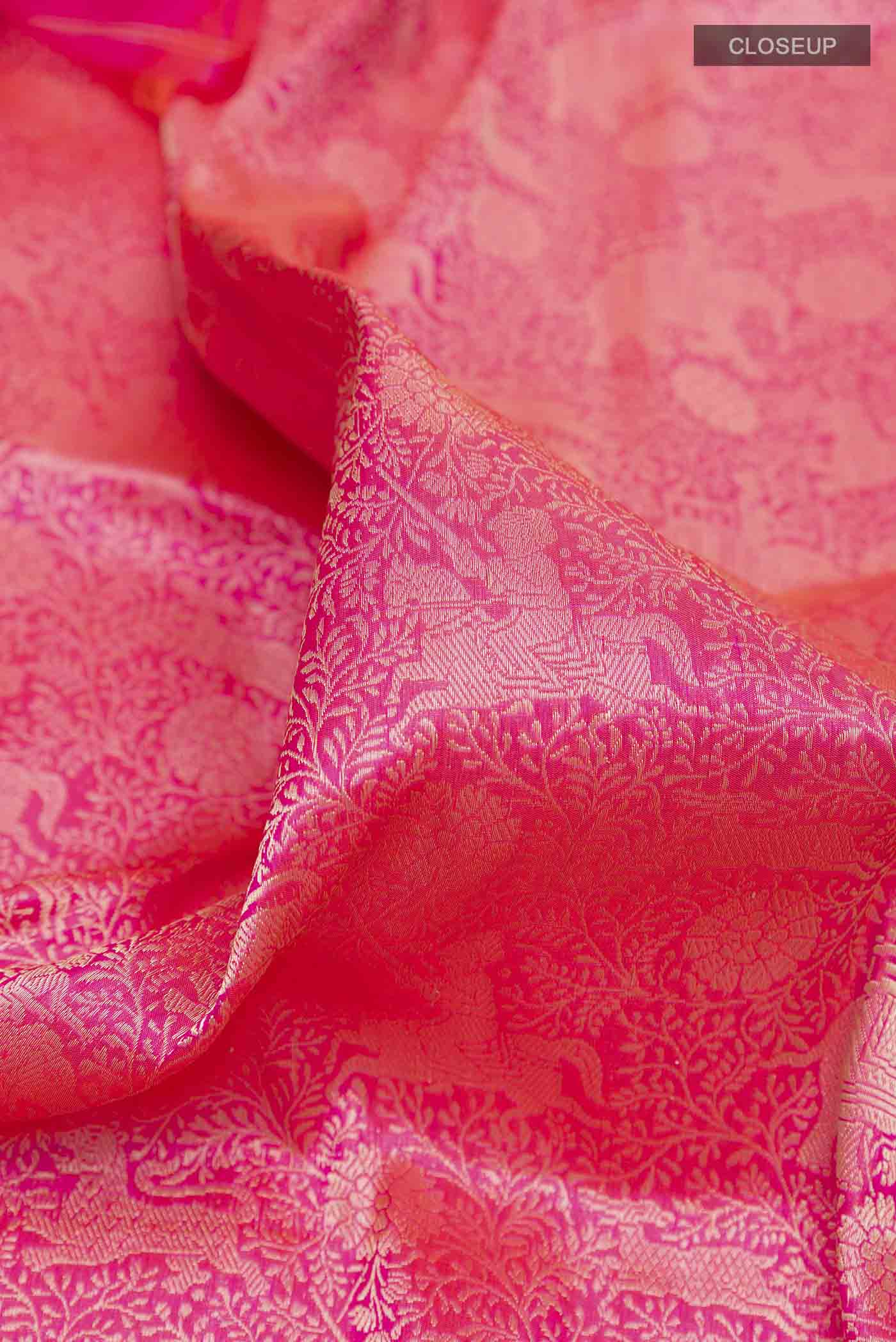 Pink Banarasi Silk Saree - Image 2