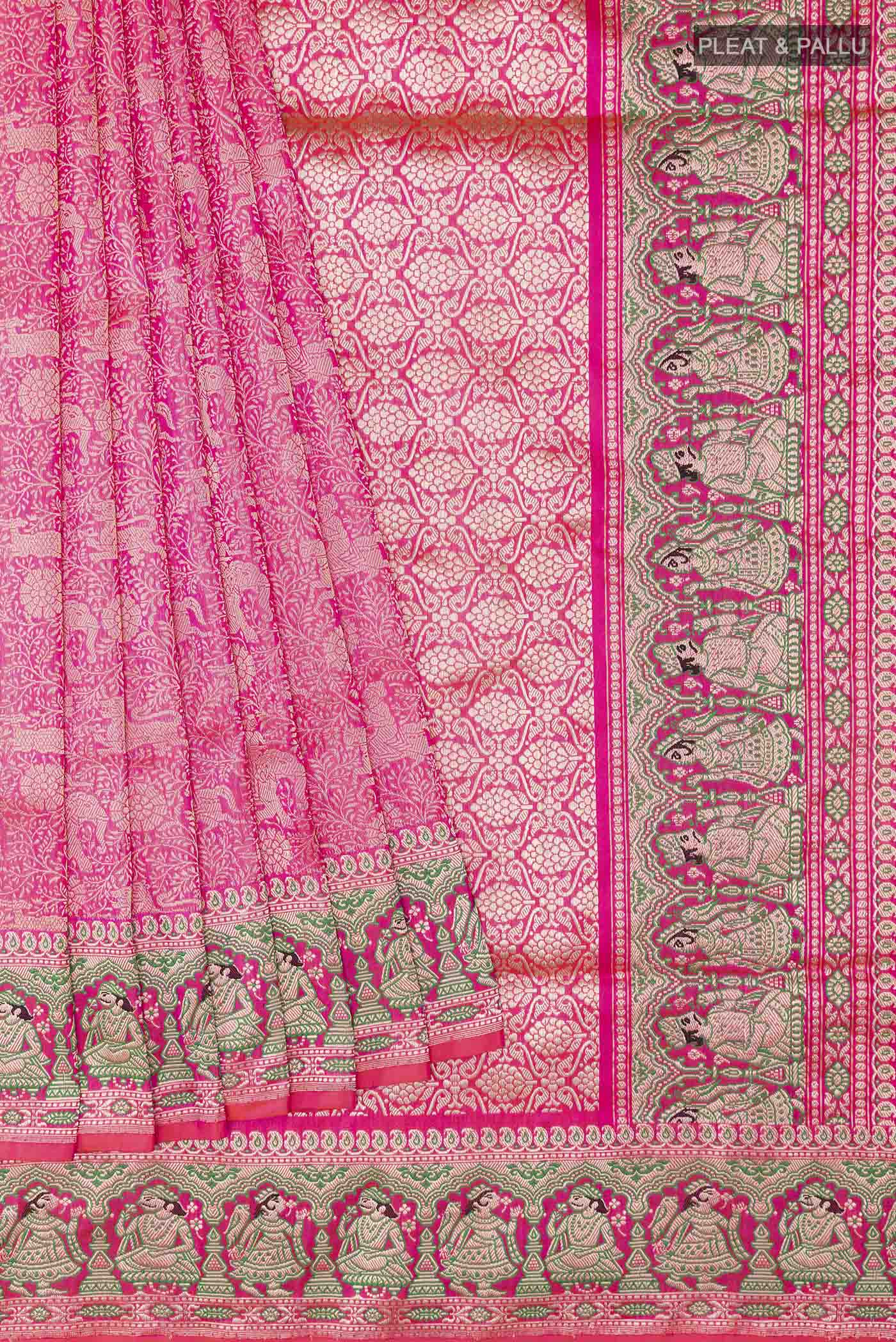 Pink Banarasi Silk Saree - Image 4